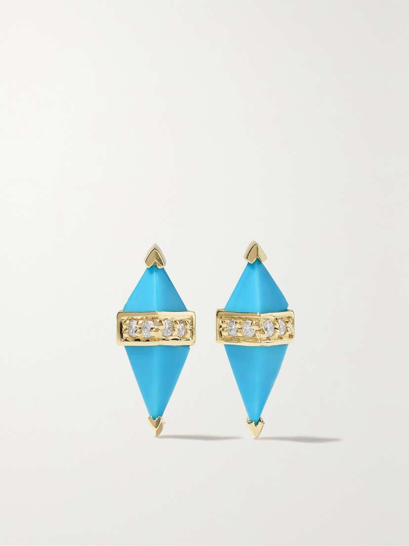 Sorellina Pietra 18-karat Gold, Turquoise And Diamond Earrings