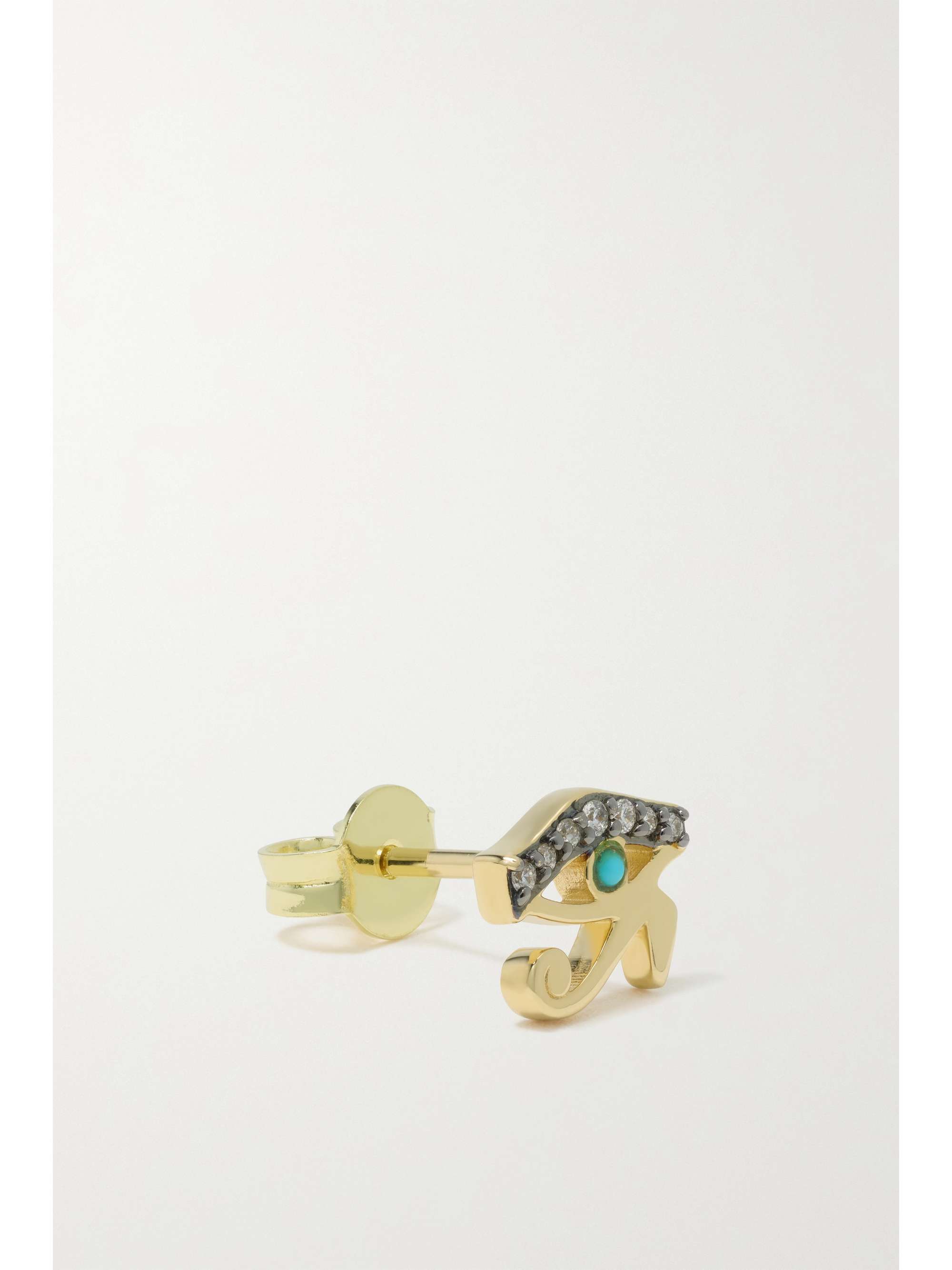 SORELLINA Eye of Horus 18-karat gold, rhodium, diamond and turquoise earrings