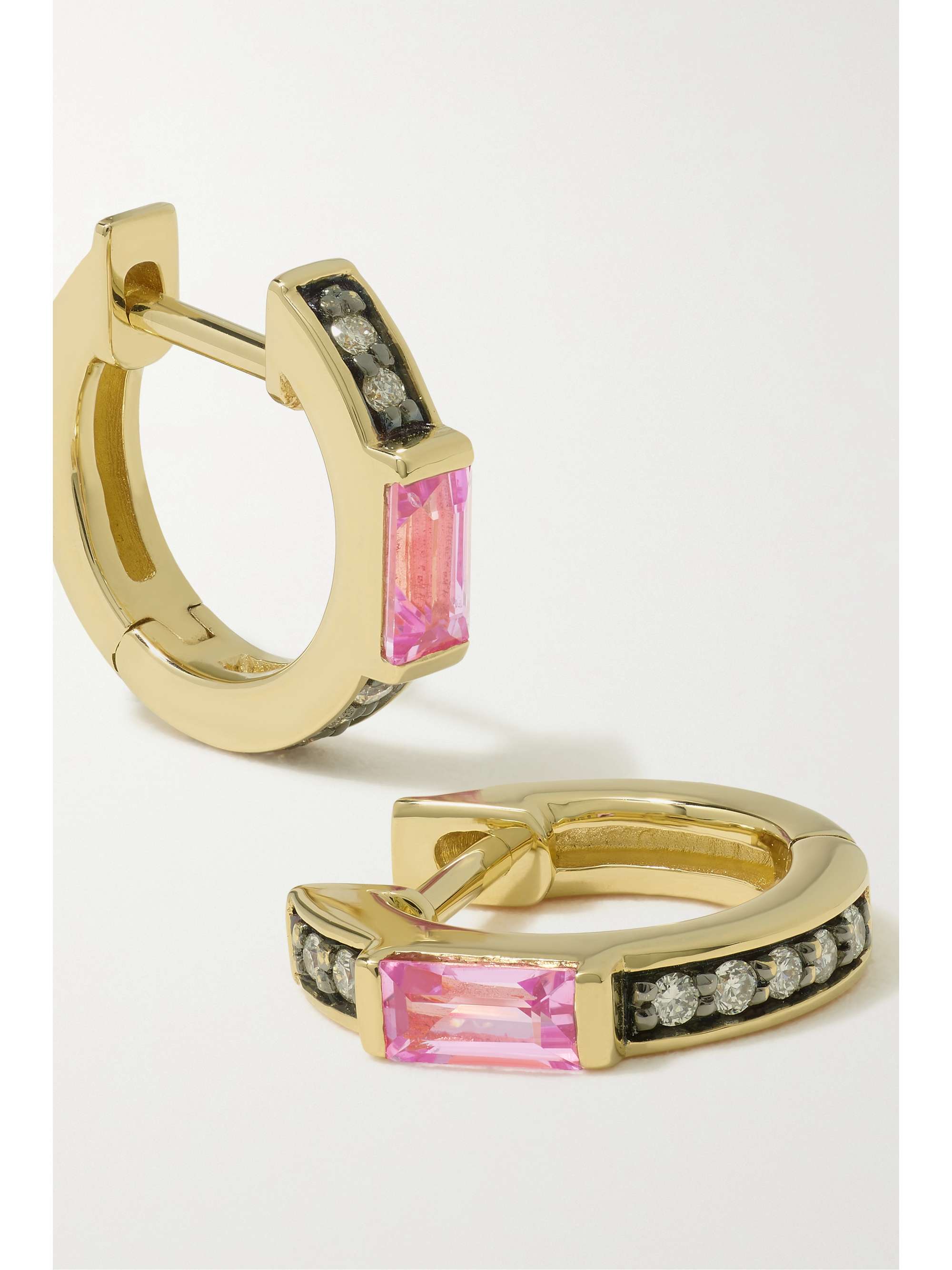 SORELLINA Otto 18-karat gold, diamond and emerald hoop earrings
