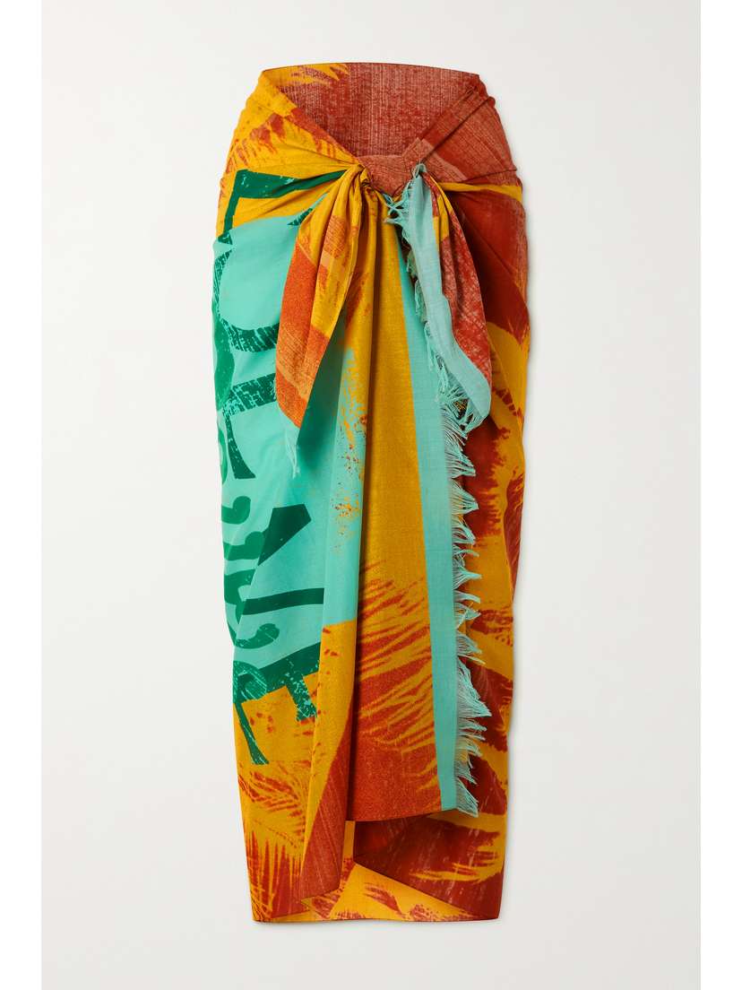 Loewe + Paula's Ibiza Fringed Printed Cotton-voile Pareo