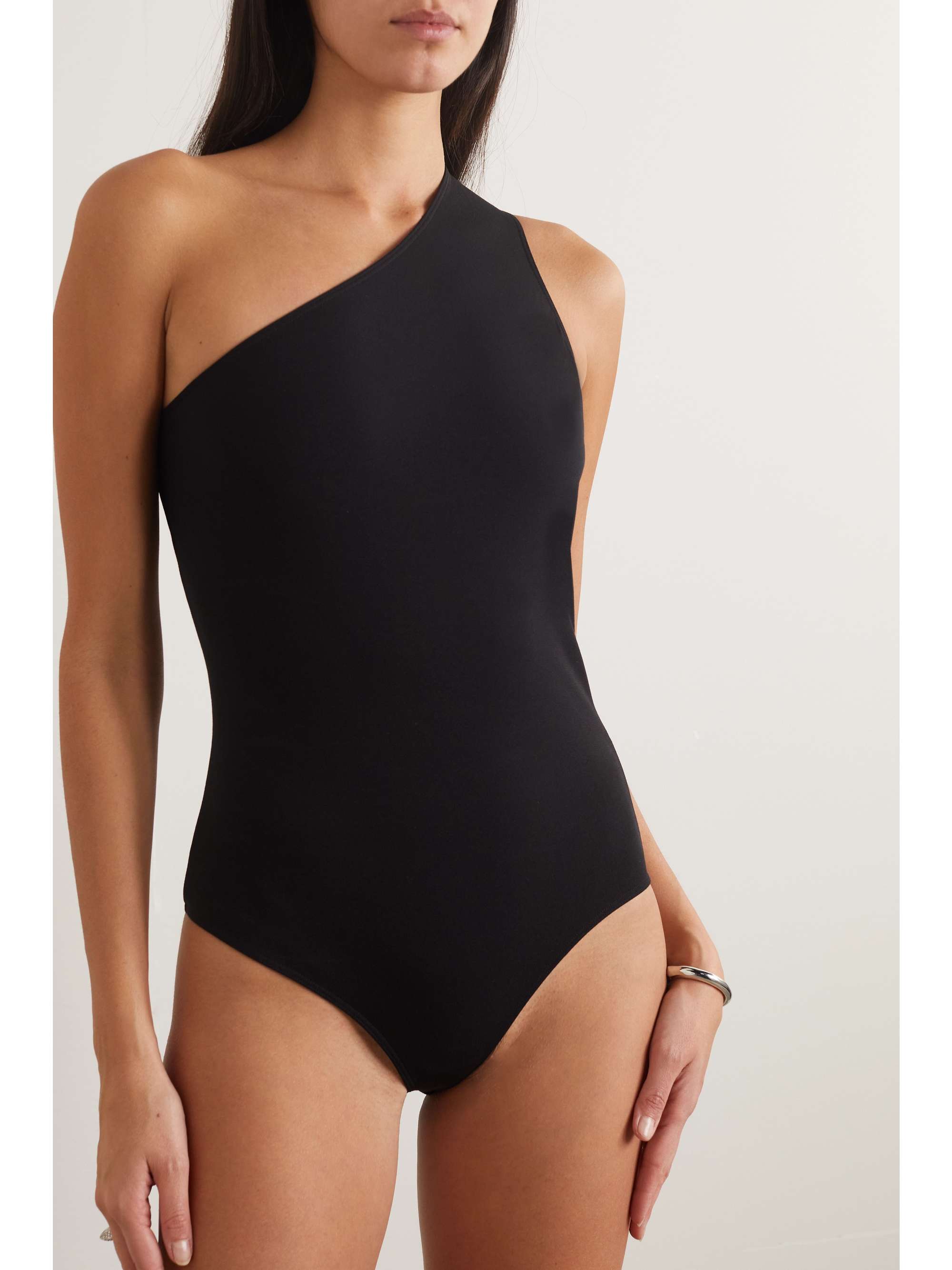 One-shoulder stretch-jersey bodysuit