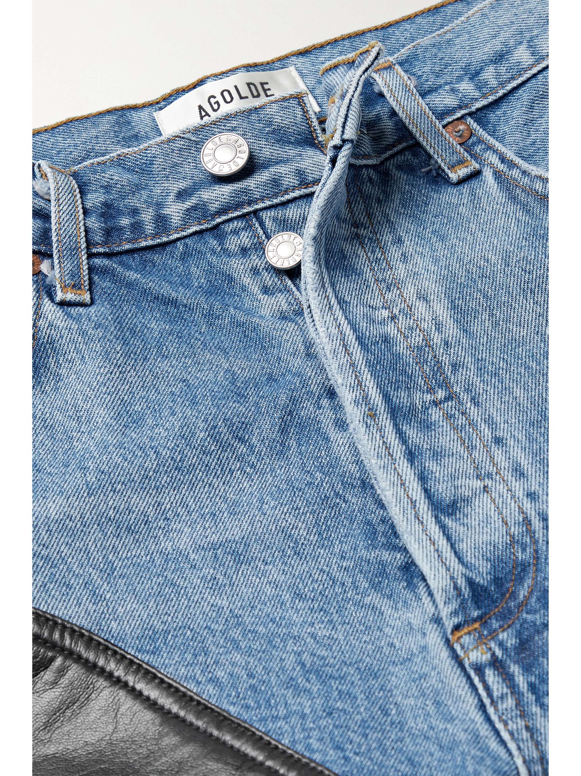 AGOLDE Harley denim and recycled leather-blend straight-leg pants