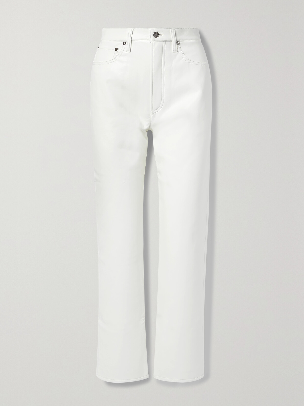 AGOLDE - '90s Pinch Waist Recycled Leather-blend Straight-leg Pants - Off-white