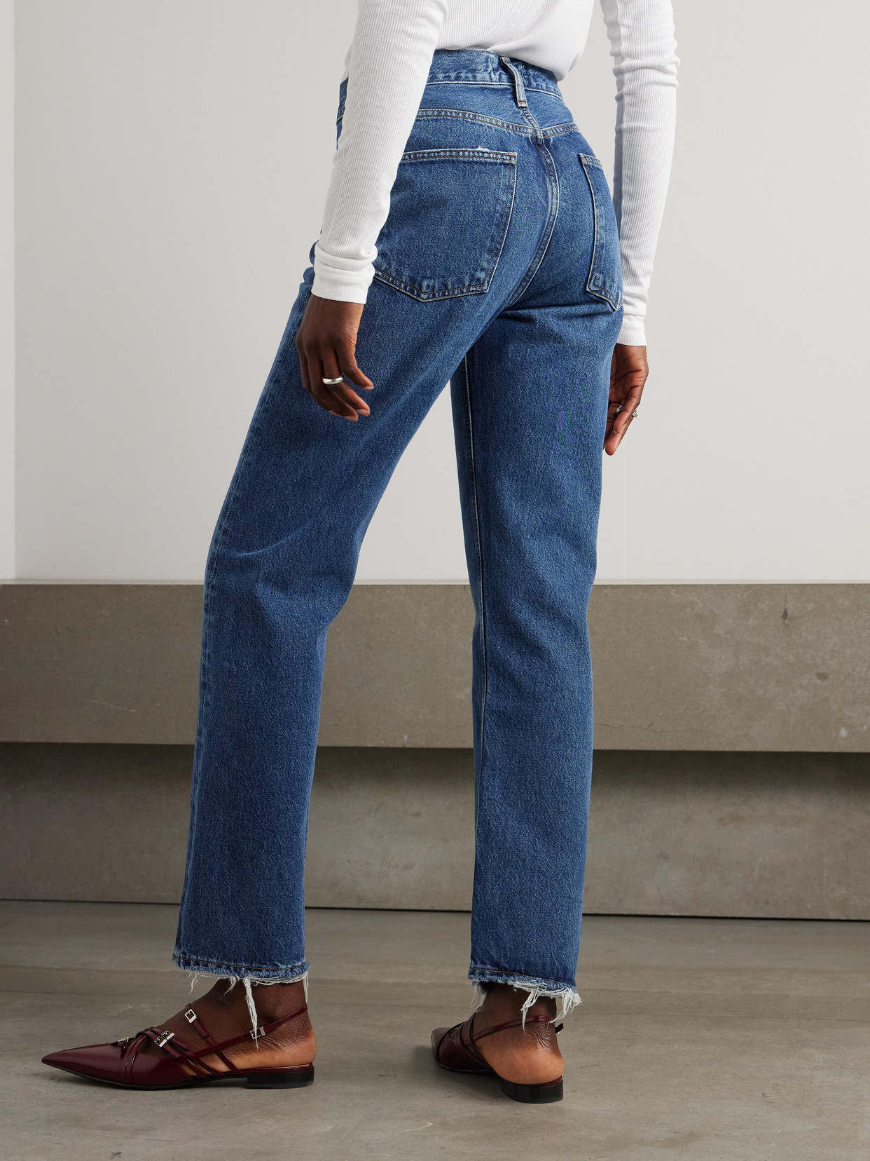 Shop Agolde + Net Sustain '90s Pinch Waist High-rise Straight-leg Organic Jeans In Blue