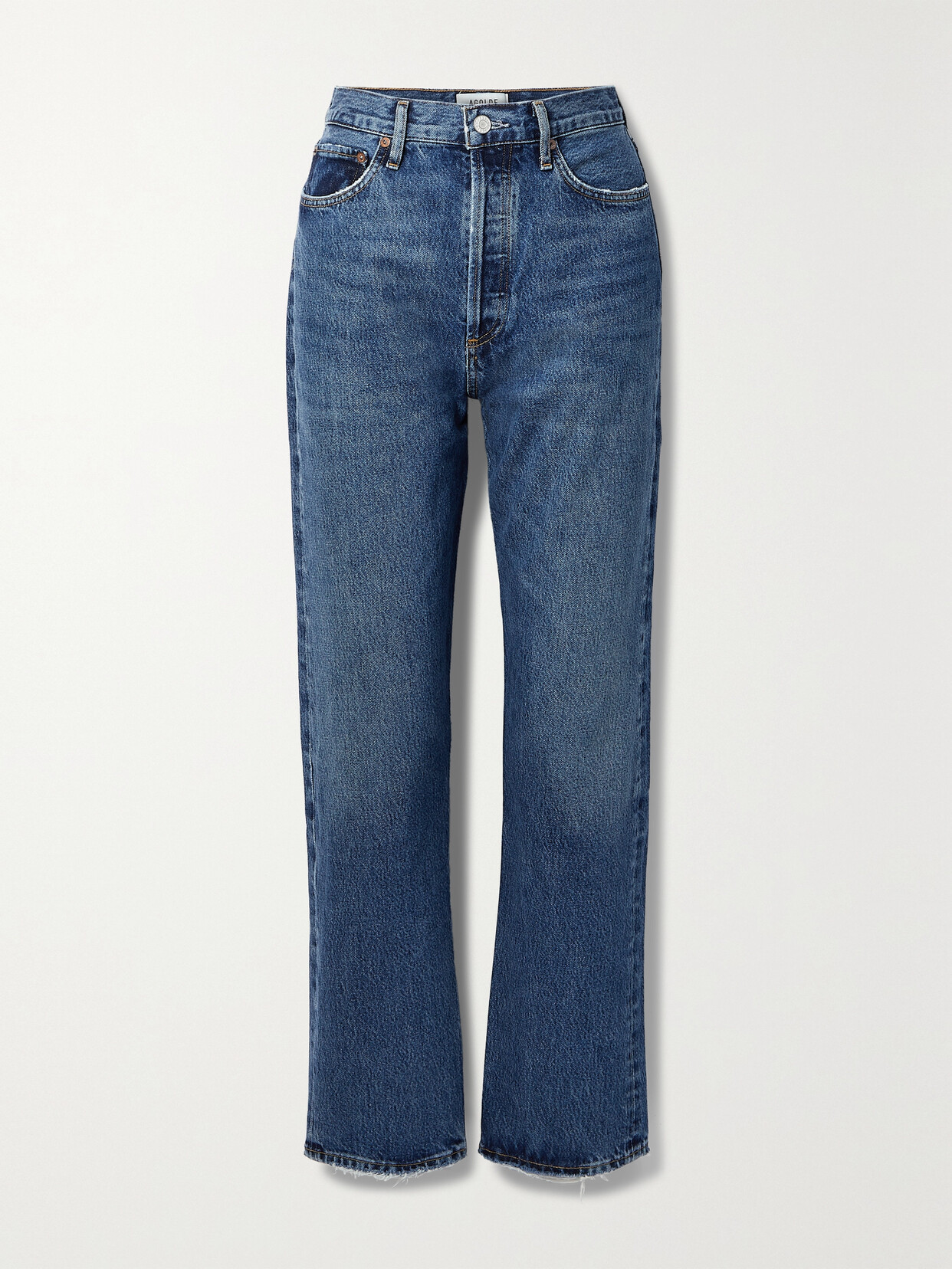 Shop Agolde + Net Sustain '90s Pinch Waist High-rise Straight-leg Organic Jeans In Blue