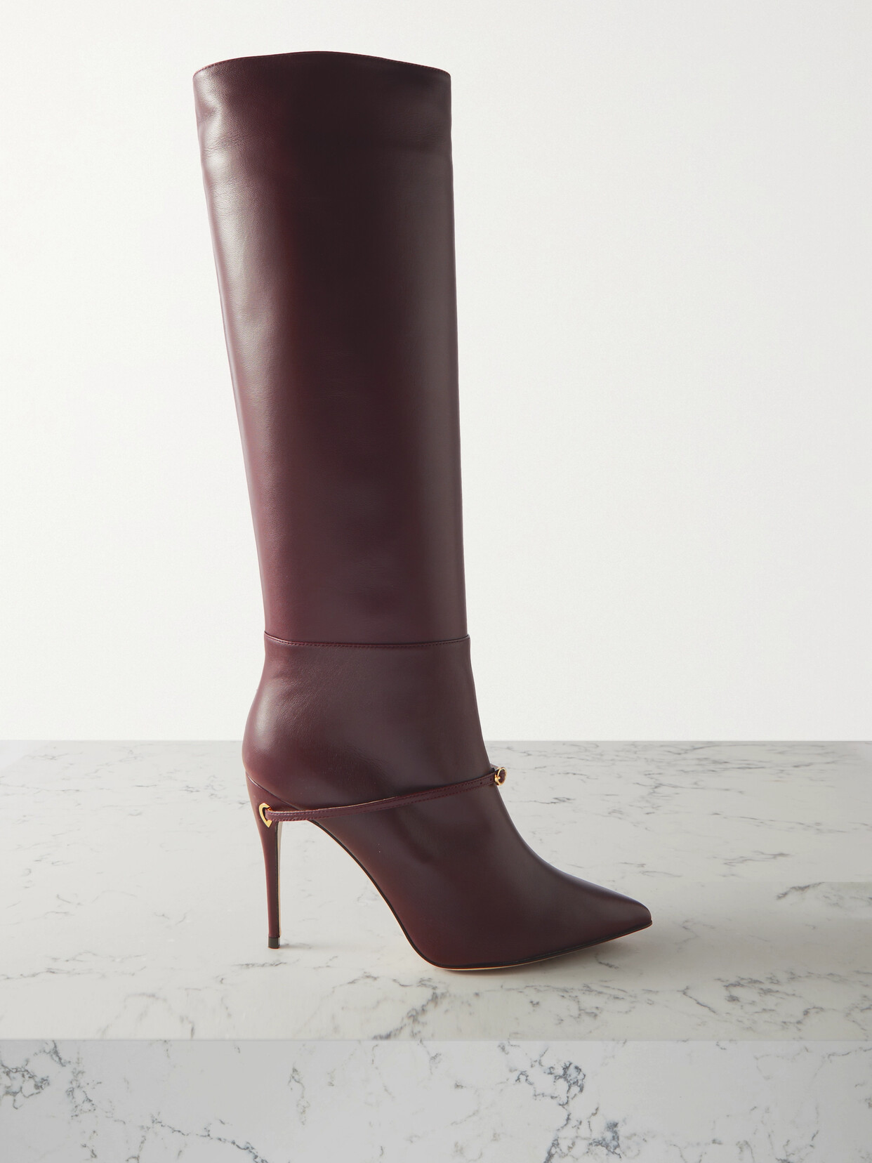 Jennifer Chamandi Cece 105 Leather Knee Boots - Burgundy