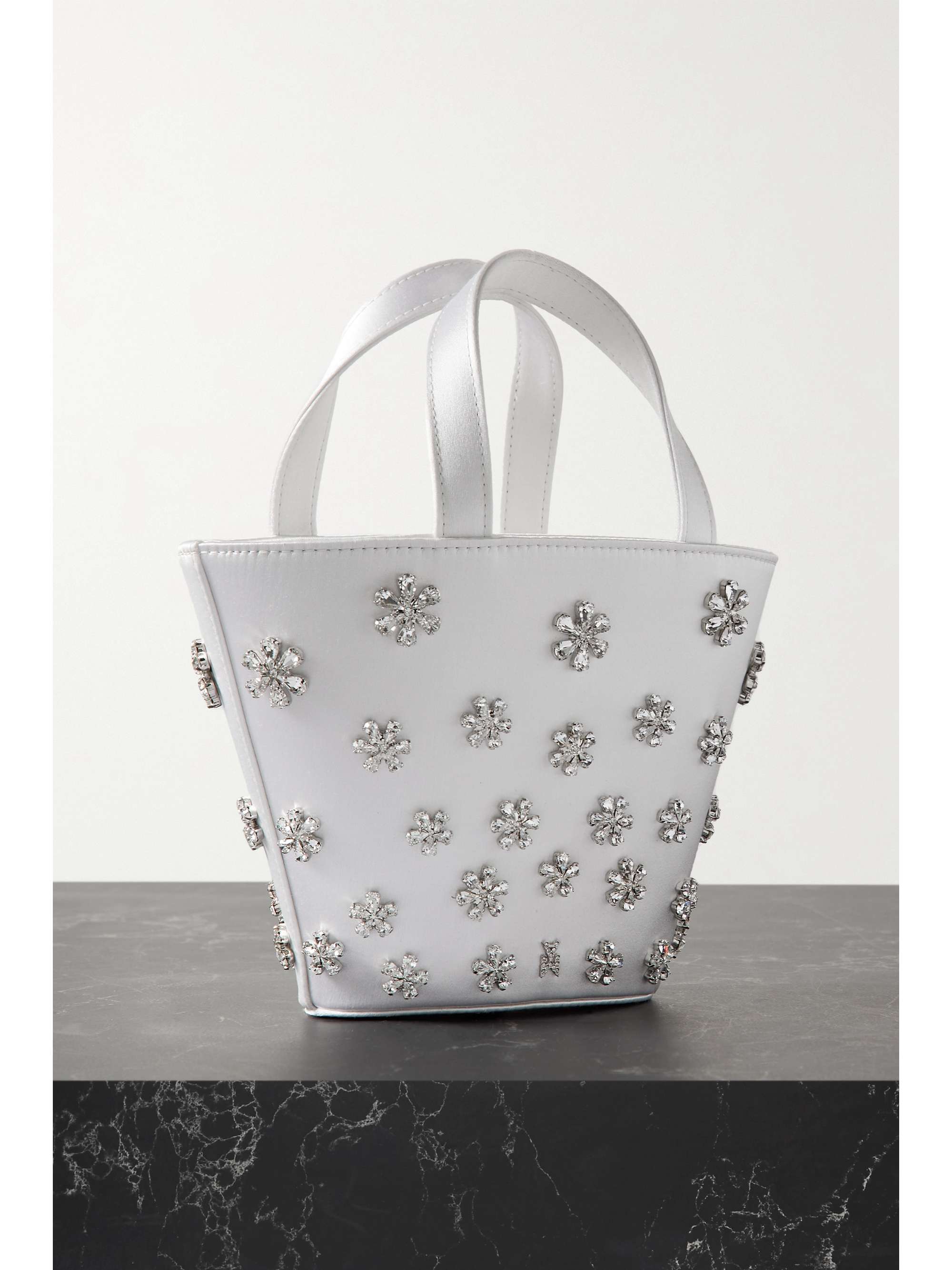 AMINA MUADDI Lily crystal-embellished satin bucket bag