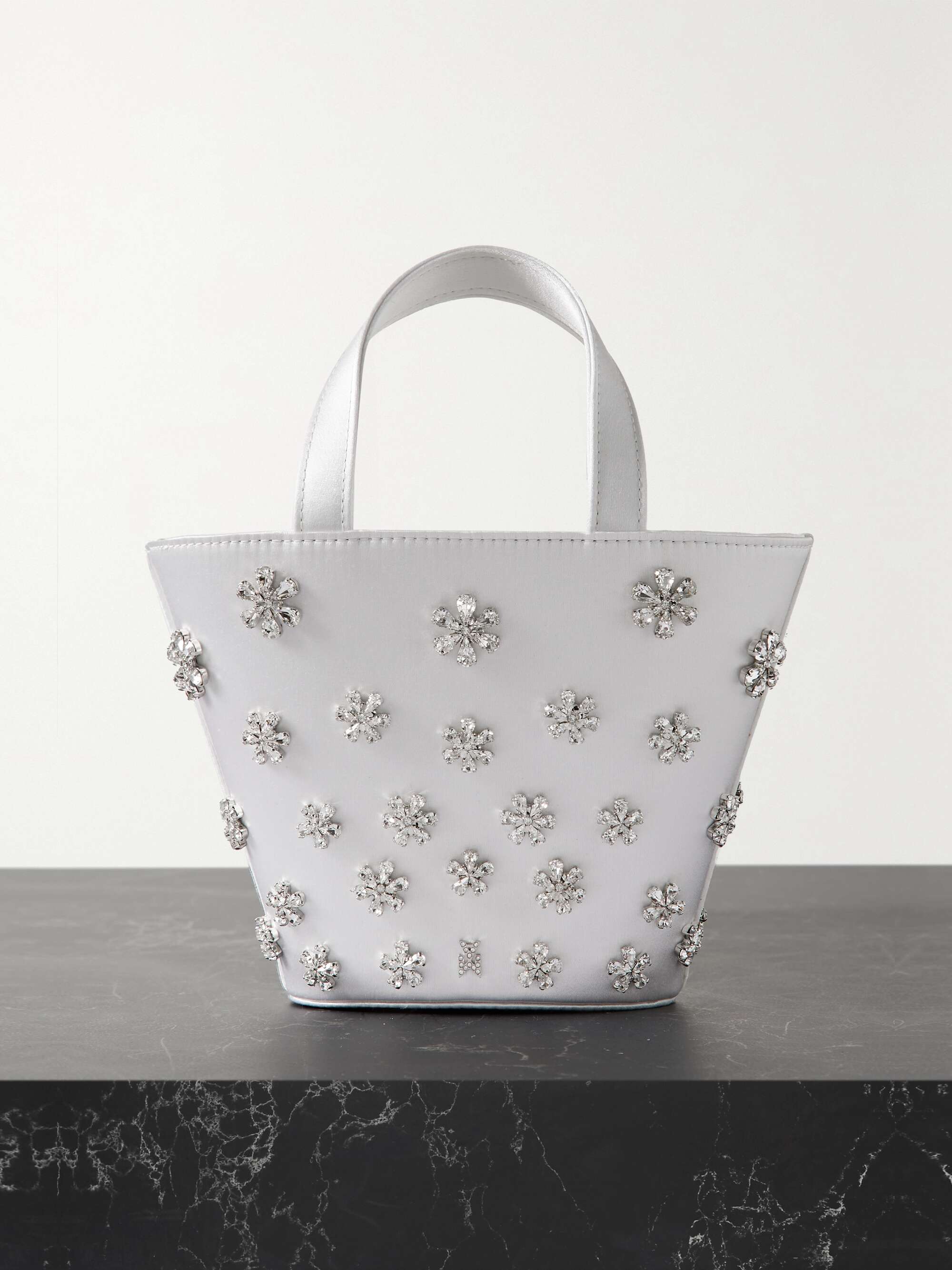 White Lily crystal-embellished satin bucket bag | AMINA MUADDI | NET-A-PORTER