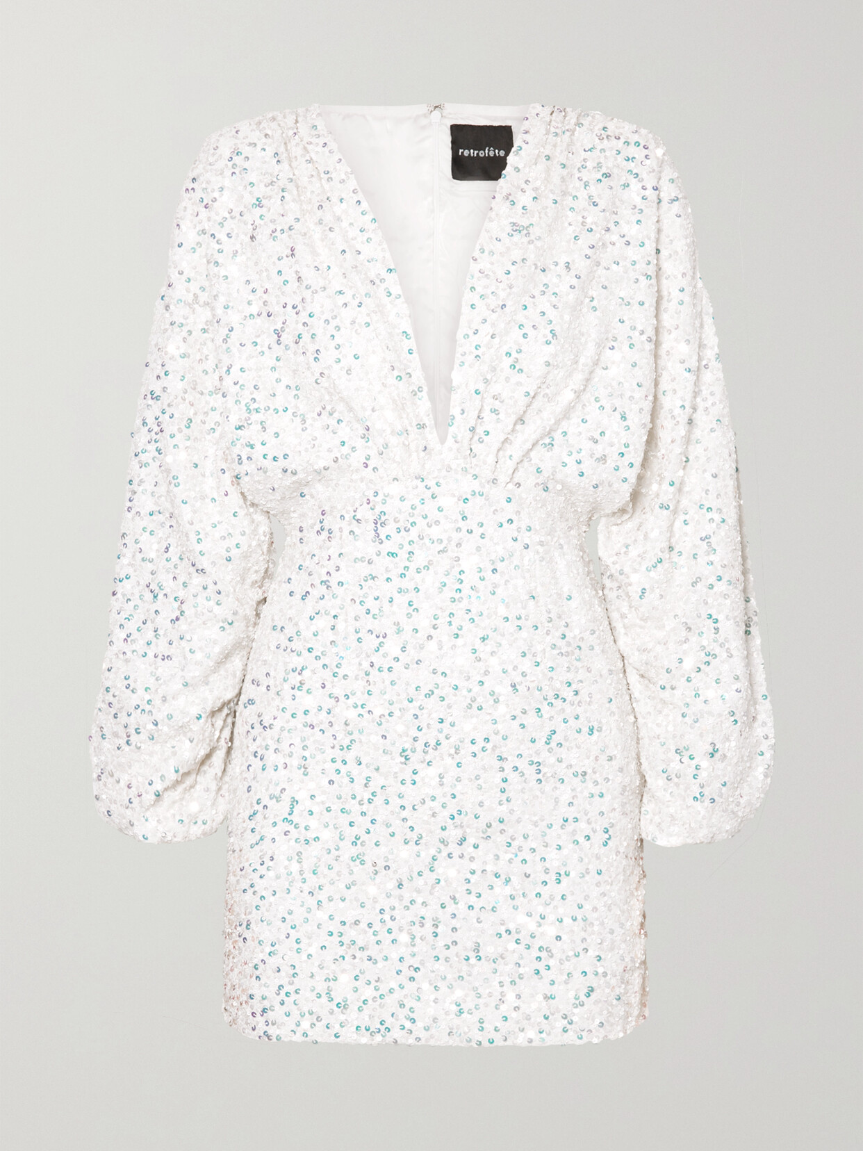 Retrofête Aubrielle Sequined Chiffon Mini Dress - White