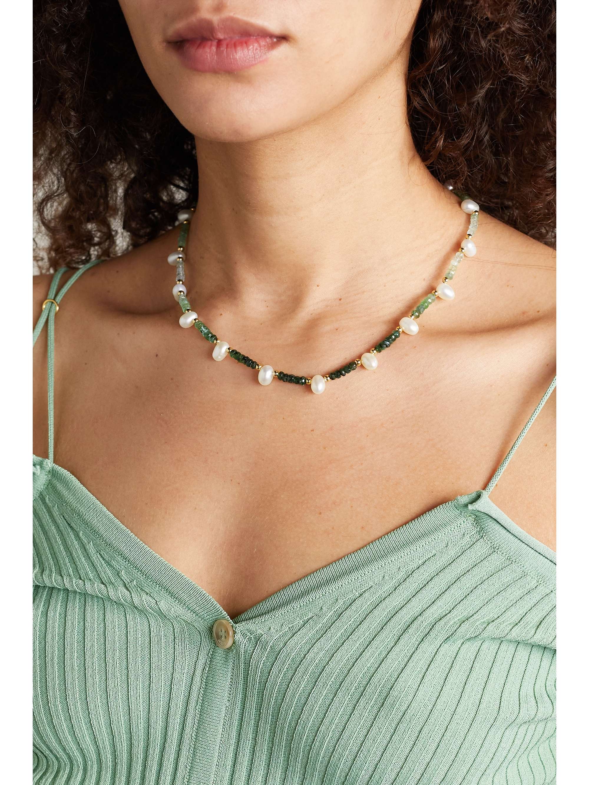 JIA JIA Gold, emerald and pearl necklace