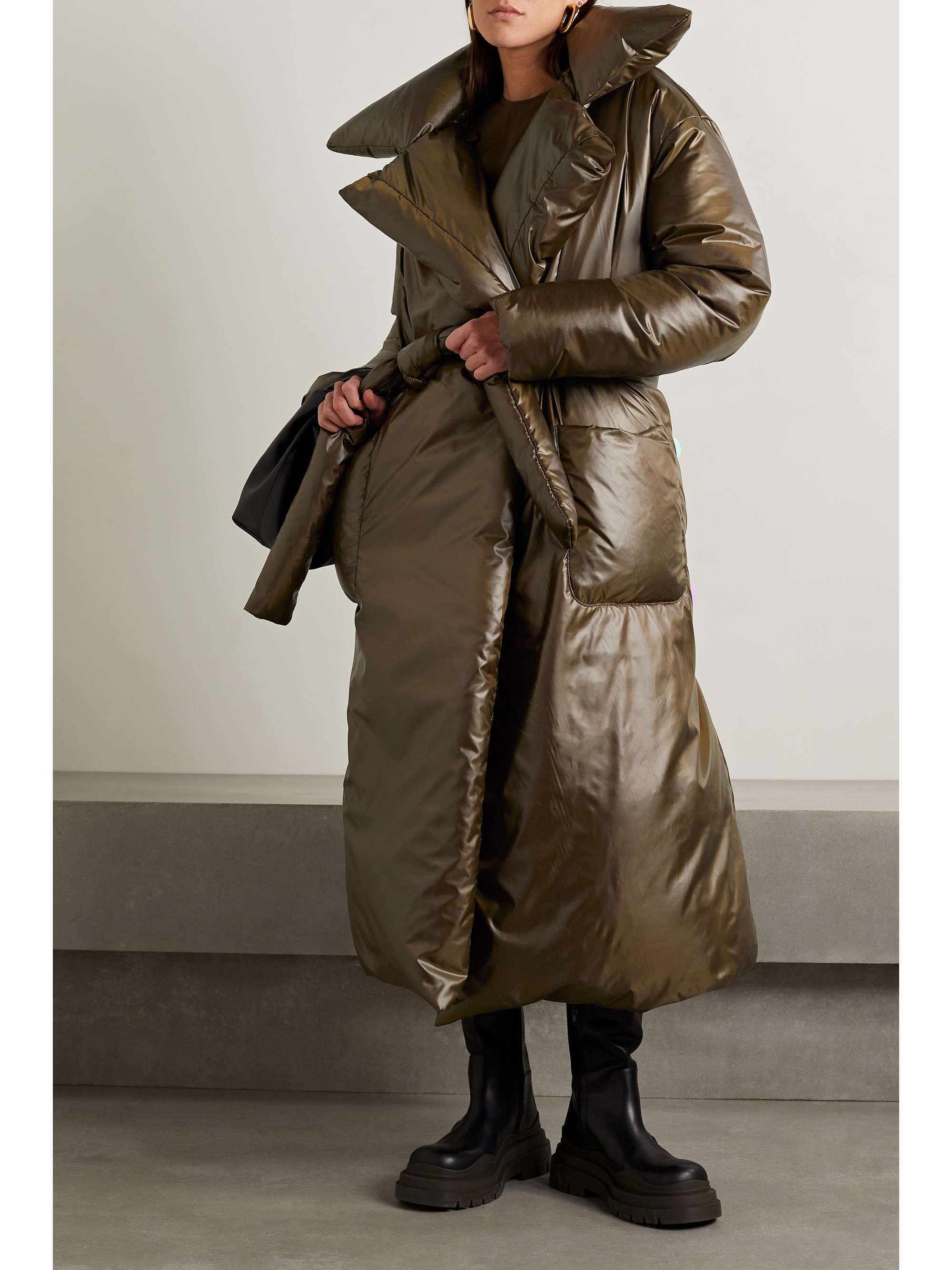 INTERIOR Joan metallic belted padded shell down coat
