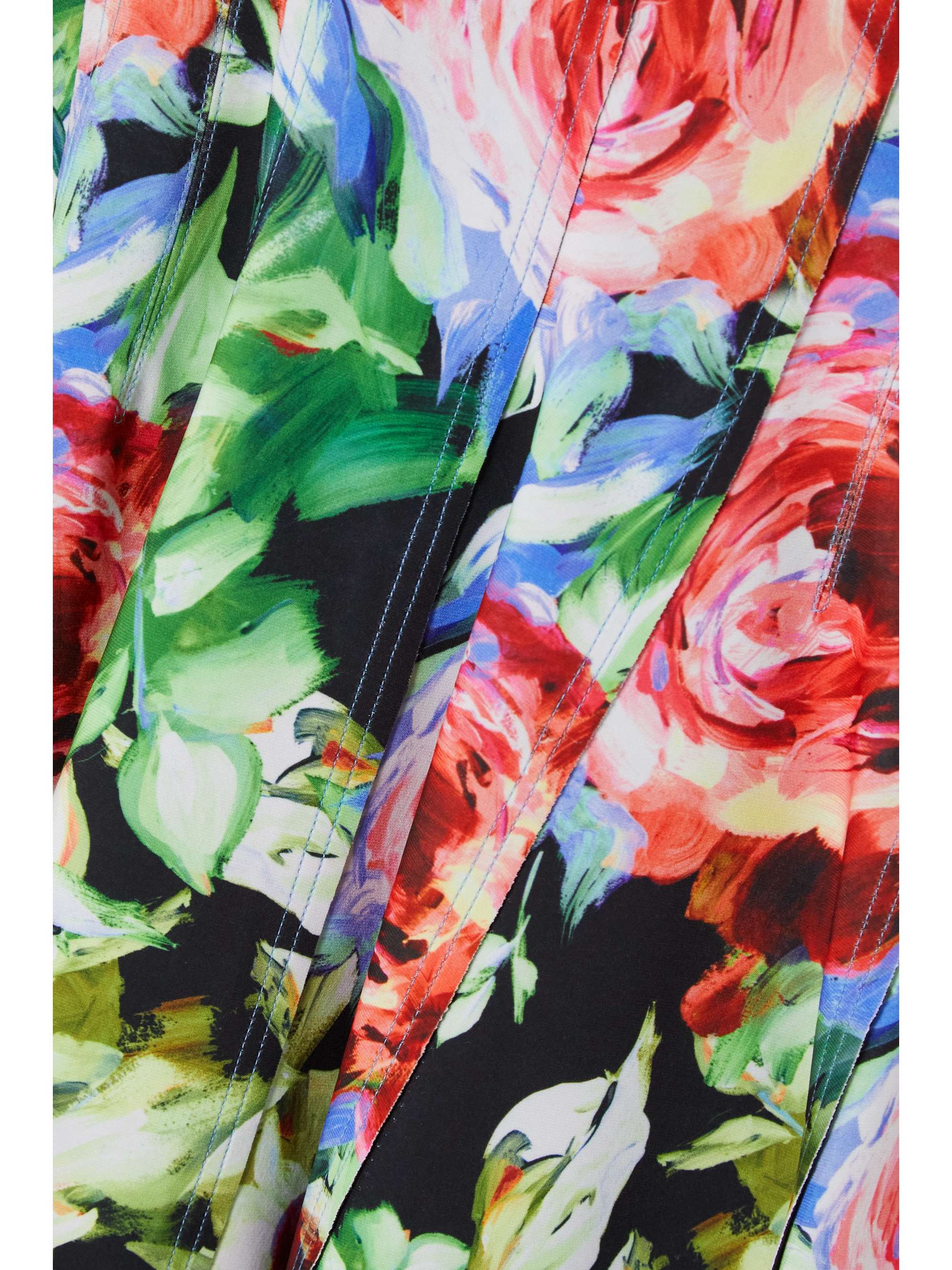 NORMA KAMALI Grace pleated floral-print stretch-jersey midi skirt