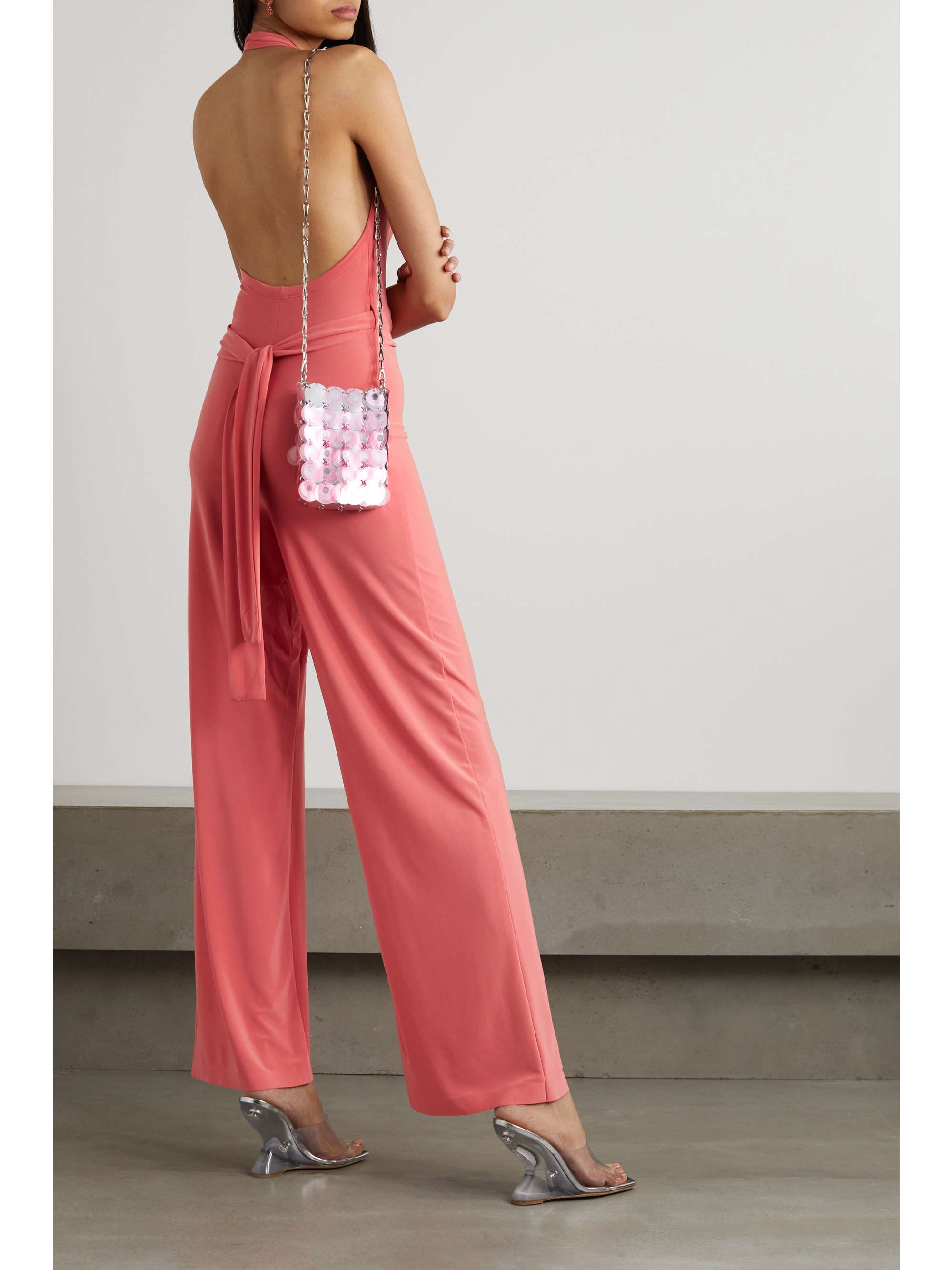 NORMA KAMALI Belted stretch-jersey halterneck jumpsuit