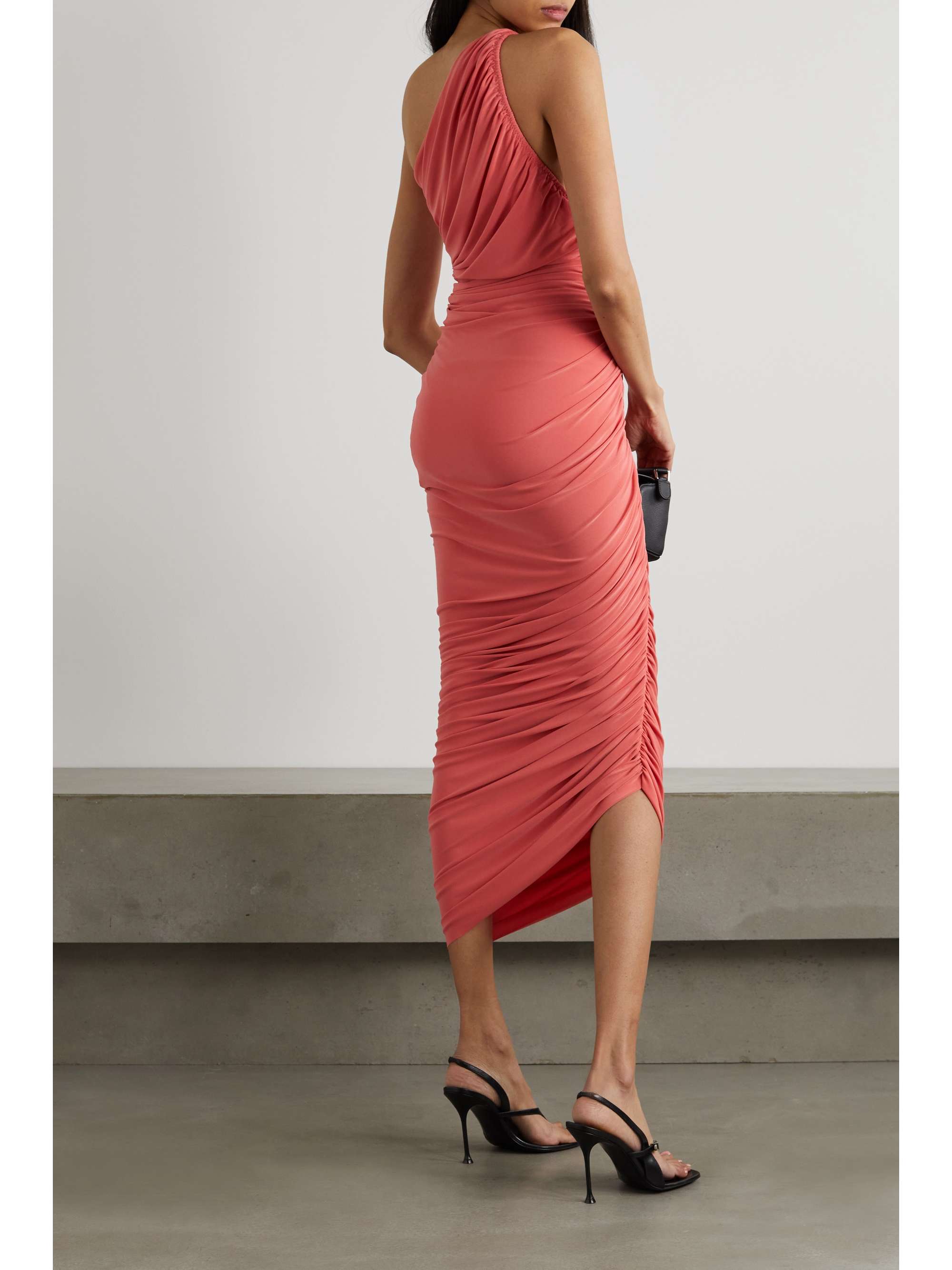 Pink Diana one-shoulder ruched stretch-jersey dress | NORMA KAMALI | NET-A-PORTER