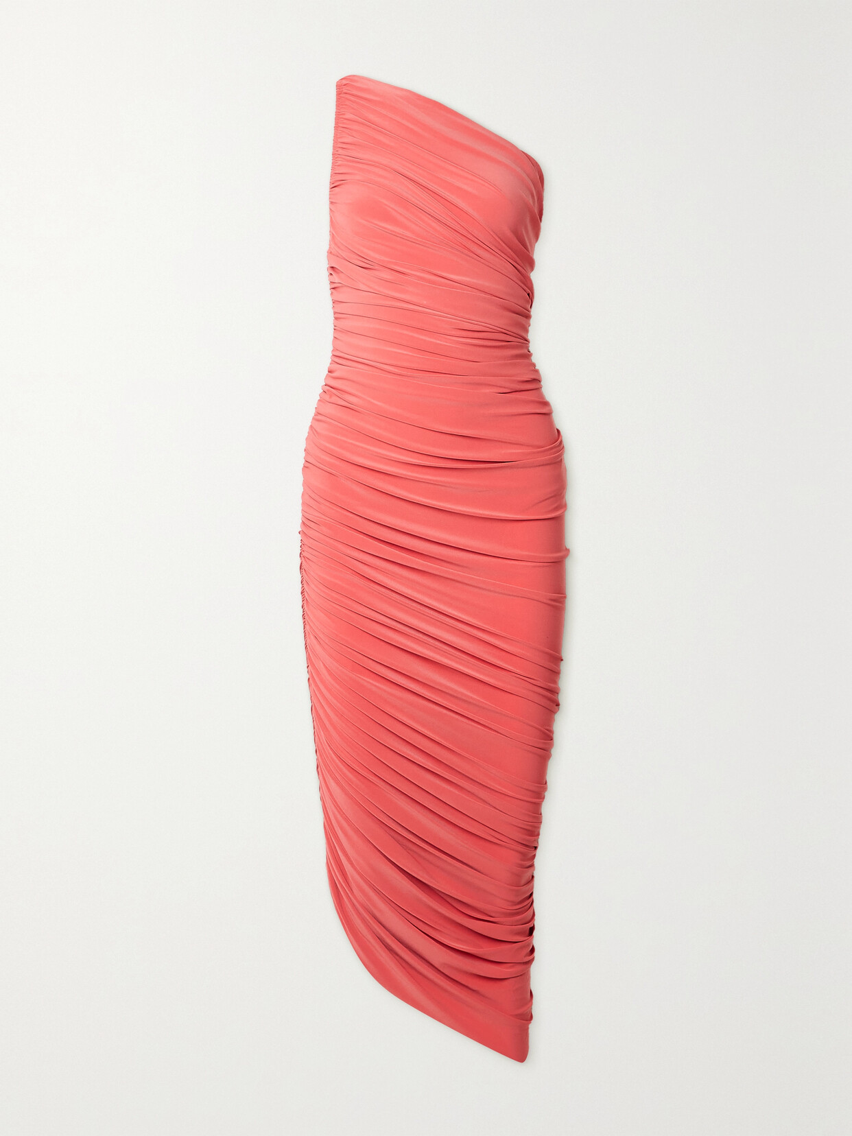 Norma Kamali - Diana One-shoulder Ruched Stretch-jersey Gown - Pink