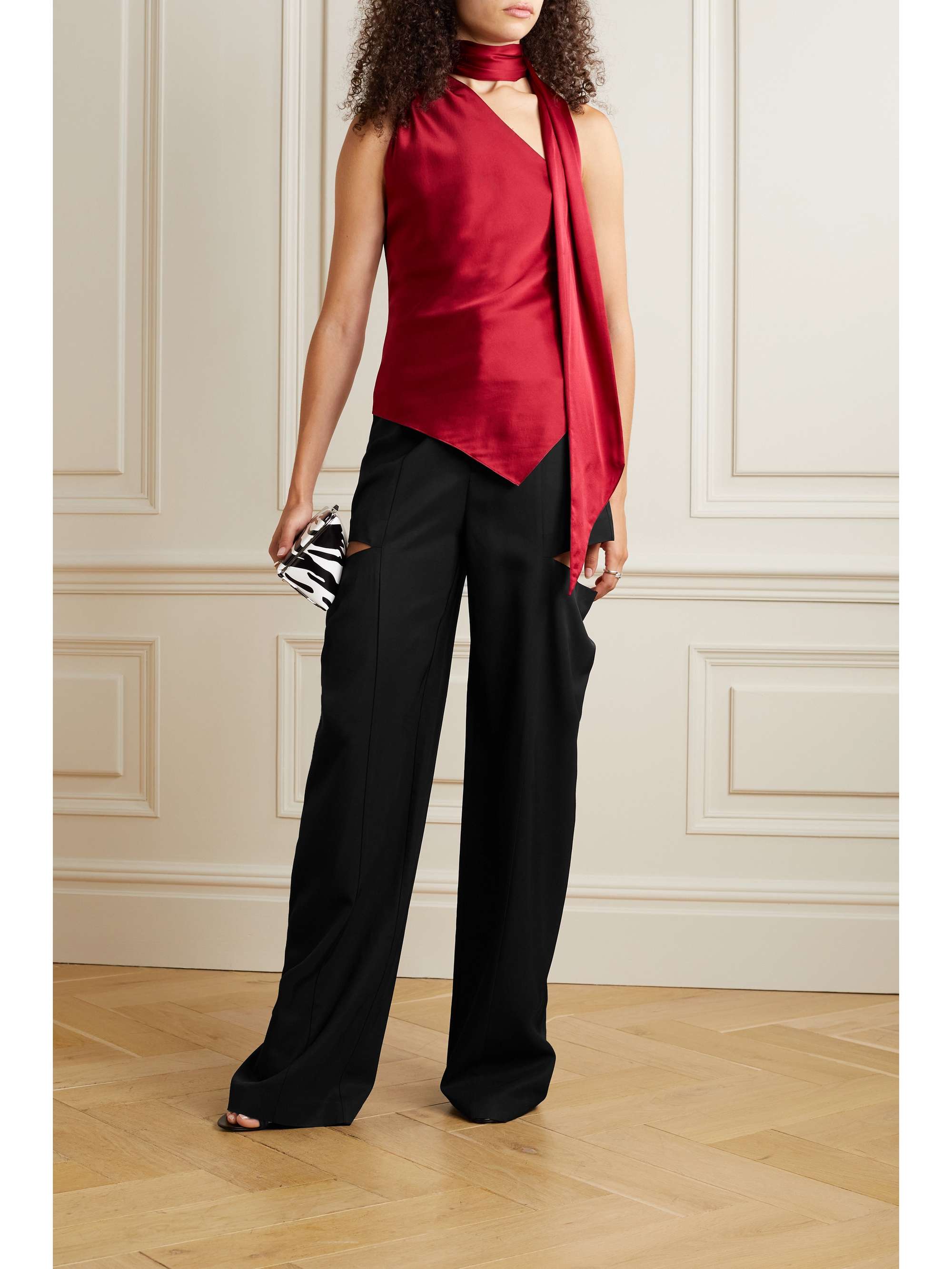 Ari cutout twill wide-leg pants