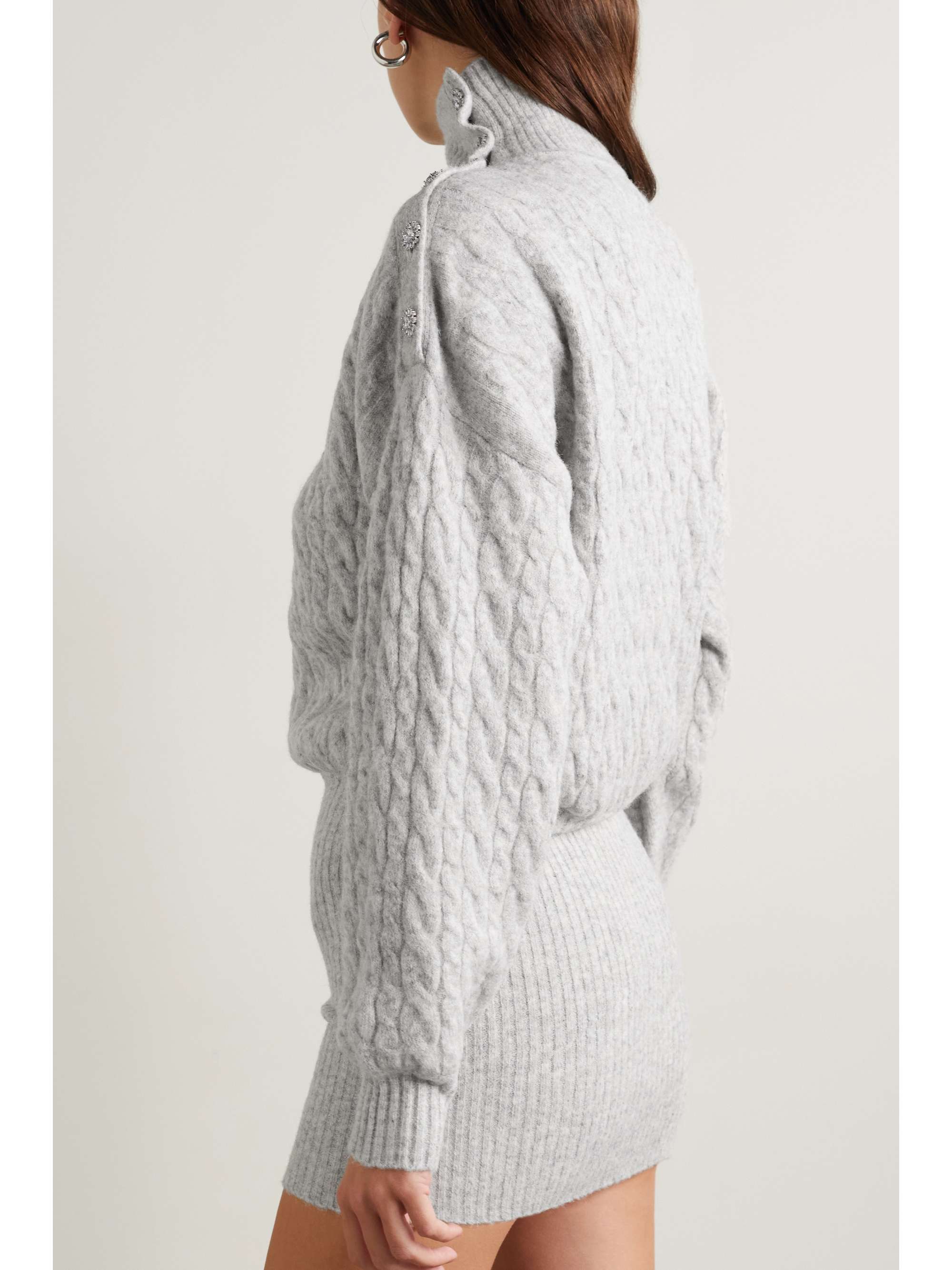 RETROFÊTE Waverly crystal-embellished cable-knit mini dress
