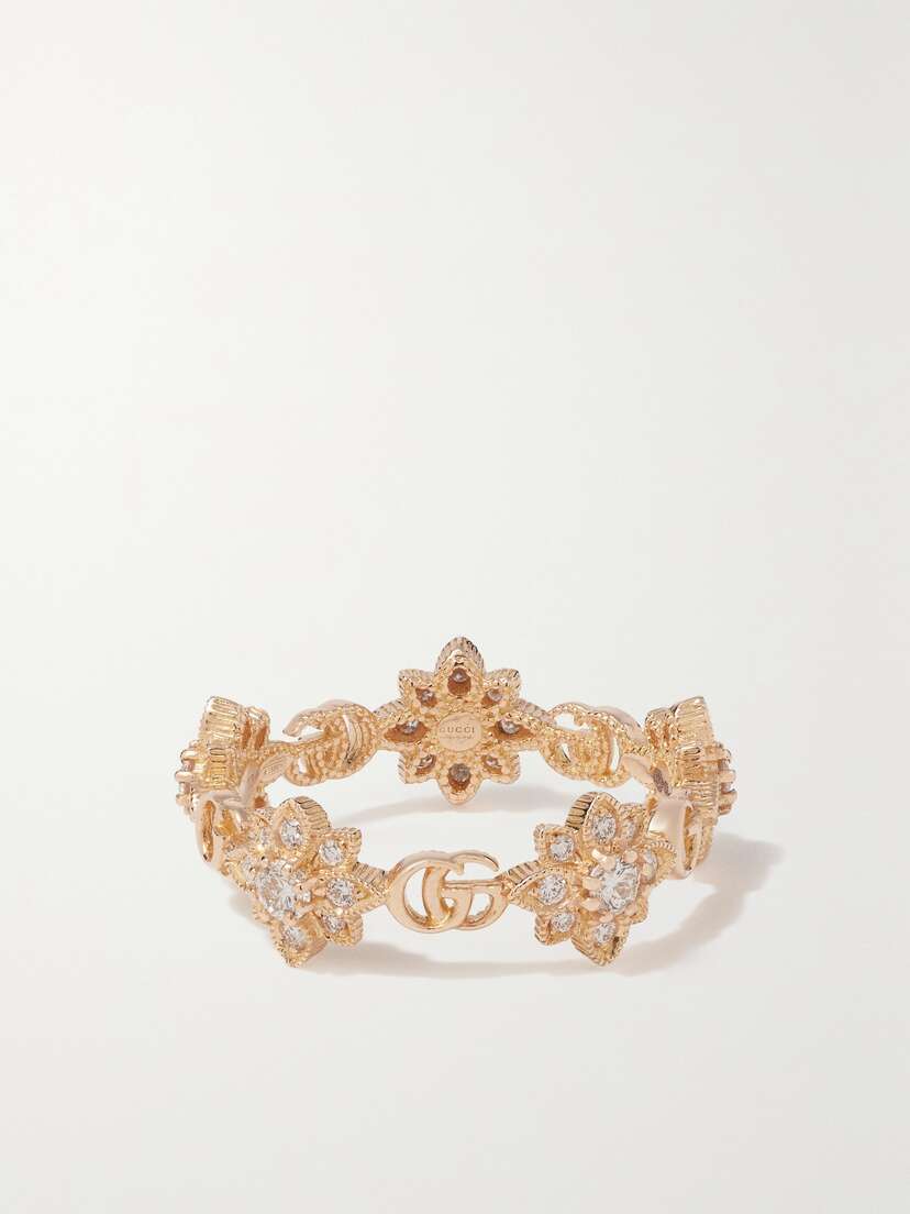 Gucci Flora 18-karat Rose Gold Diamond Ring