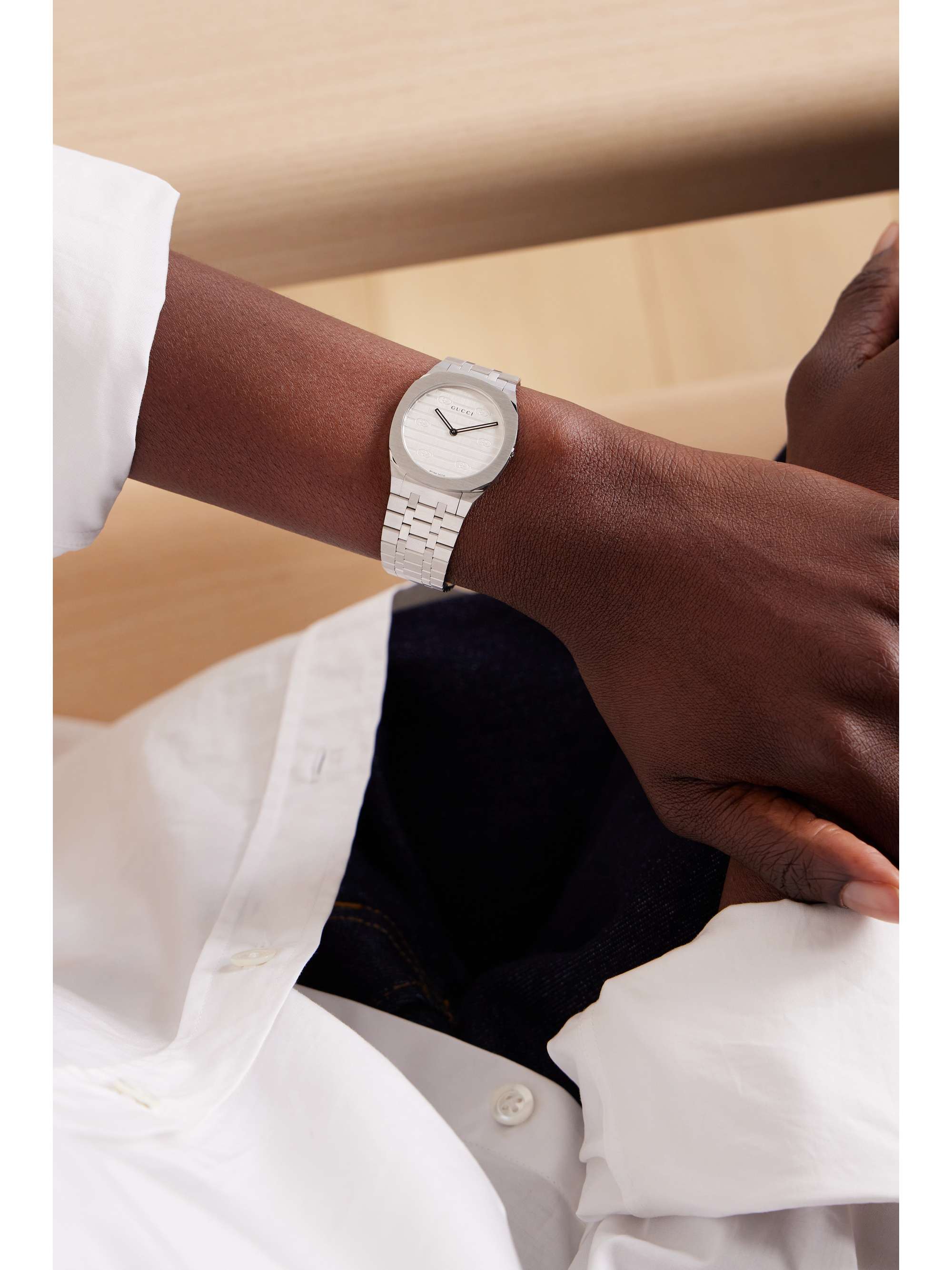 GUCCI Montre en plaqué or et en acier inoxydable Gucci 25H S, 30 mm