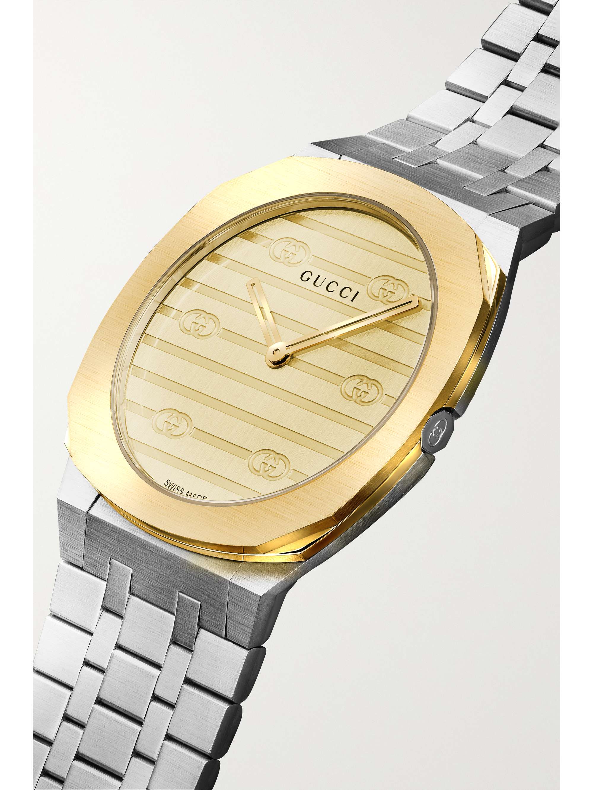 GUCCI Montre en plaqué or et en acier inoxydable Gucci 25H S, 30 mm