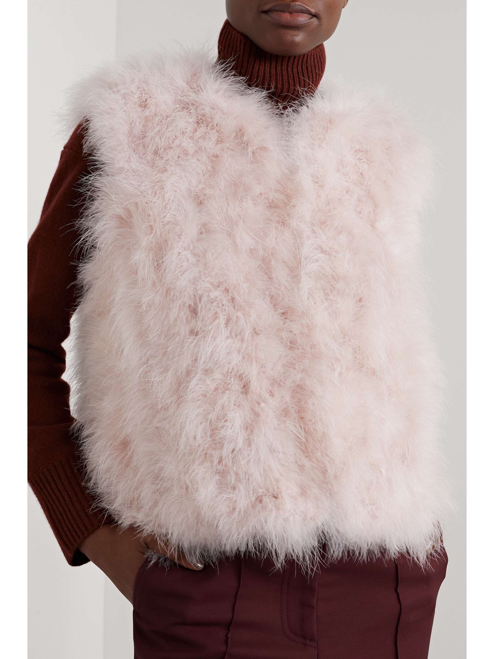 YVES SALOMON Feathered satin vest