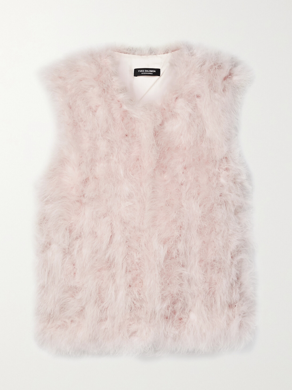 Yves Salomon Feathered Satin Vest In Pink