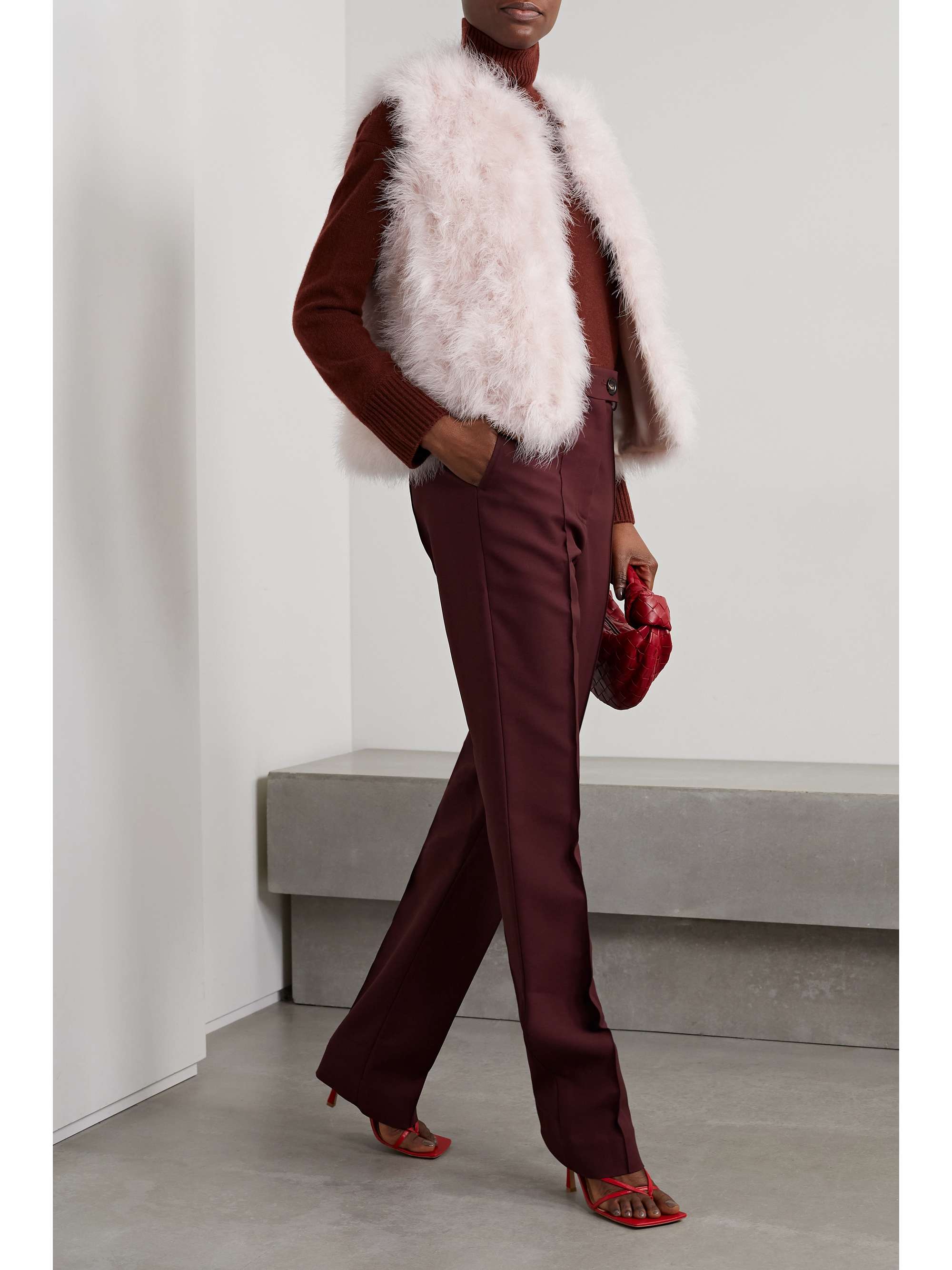 YVES SALOMON Feathered satin vest
