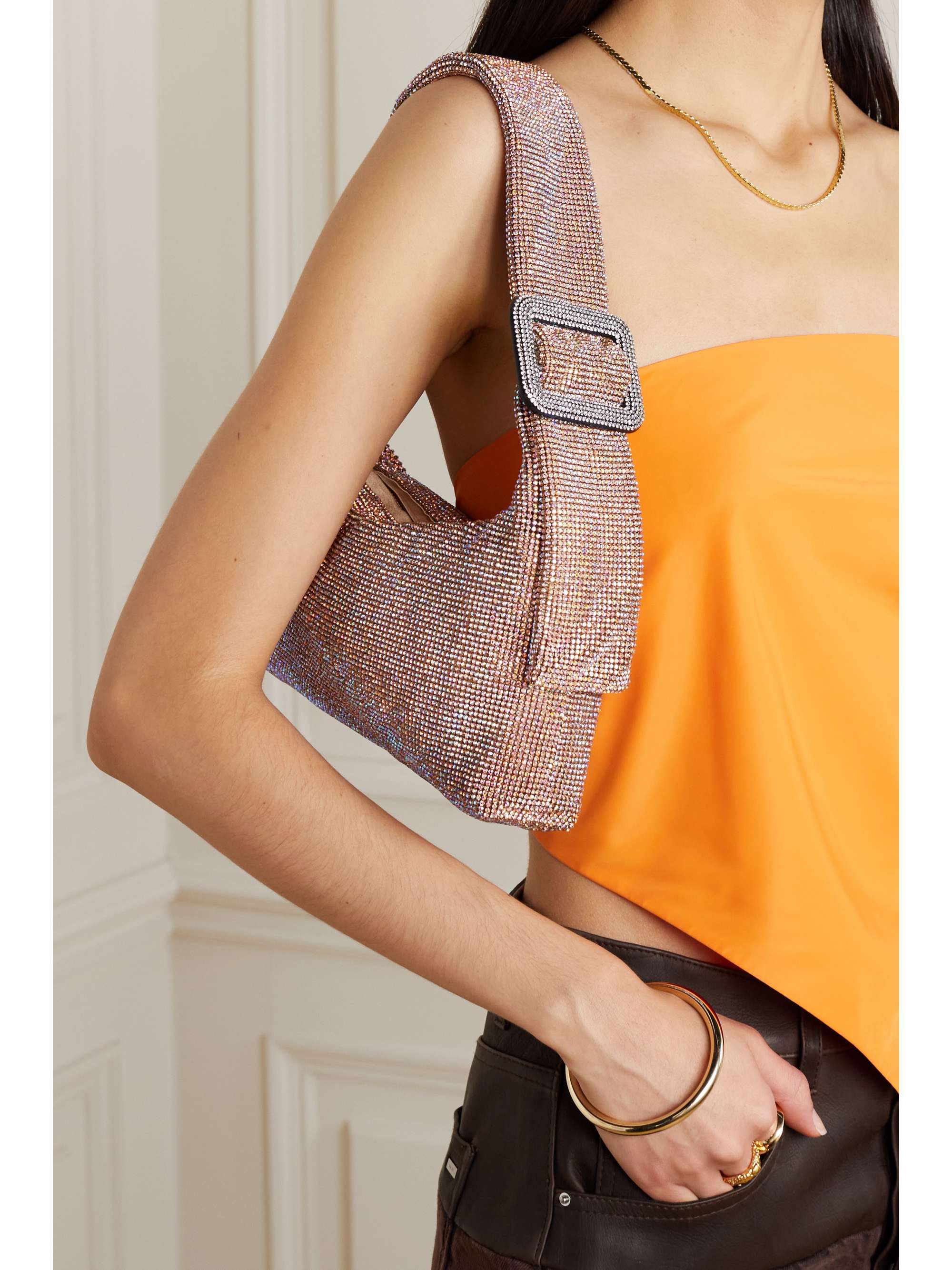 BENEDETTA BRUZZICHES Pina Bausch crystal-embellished satin shoulder bag