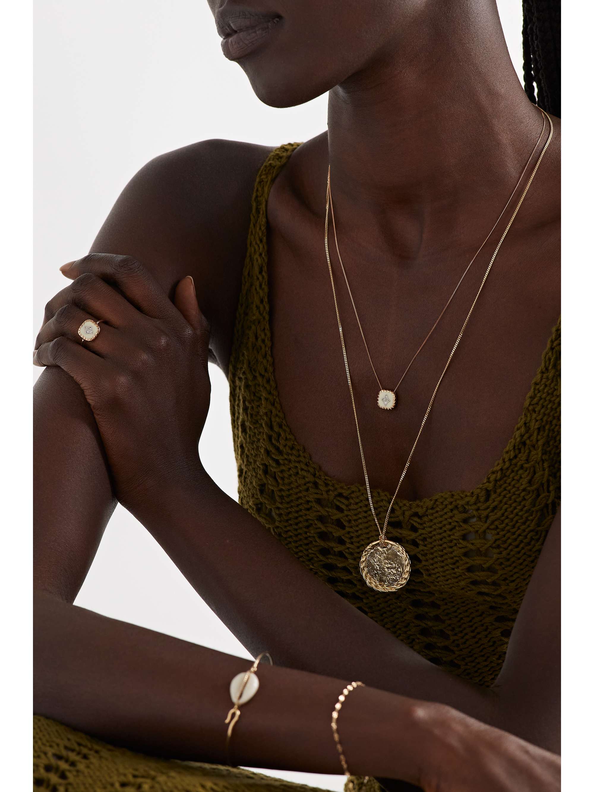 PASCALE MONVOISIN Pierrot N°2 9-karat rose and white gold, bakelite and diamond necklace