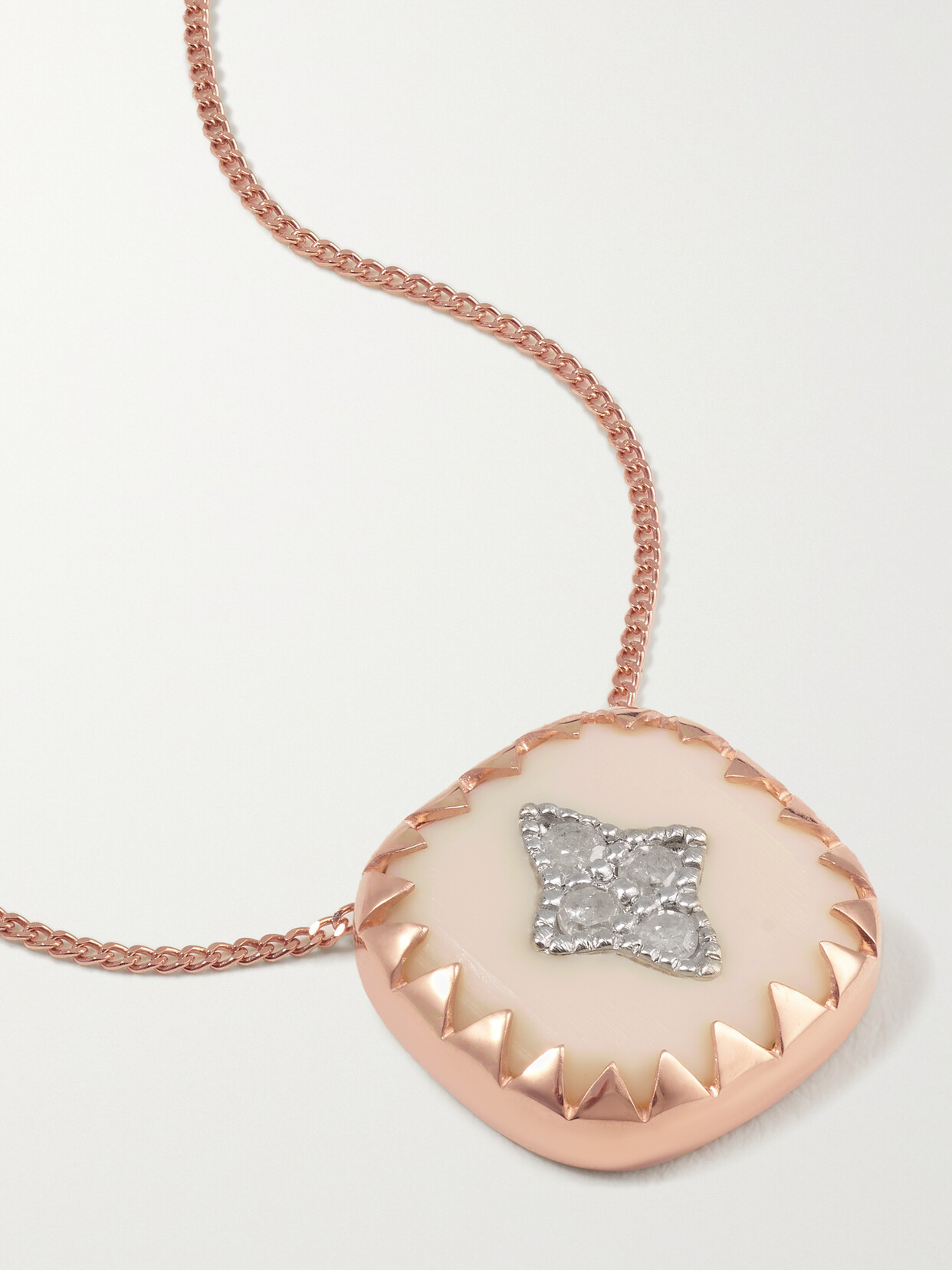 Shop Pascale Monvoisin Pierrot N°2 9-karat Rose And White Gold, Bakelite And Diamond Necklace In Rose Gold