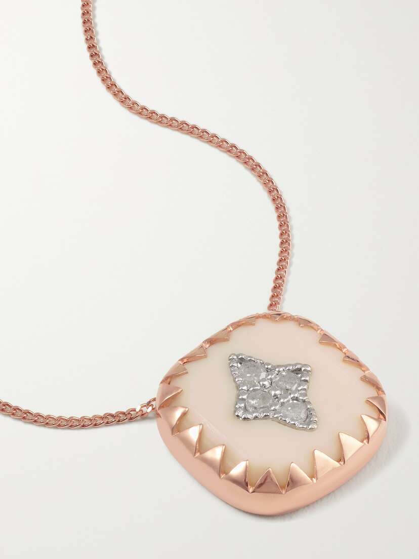 Pascale Monvoisin Pierrot N°2 9-karat Rose And White Gold, Bakelite And Diamond Necklace