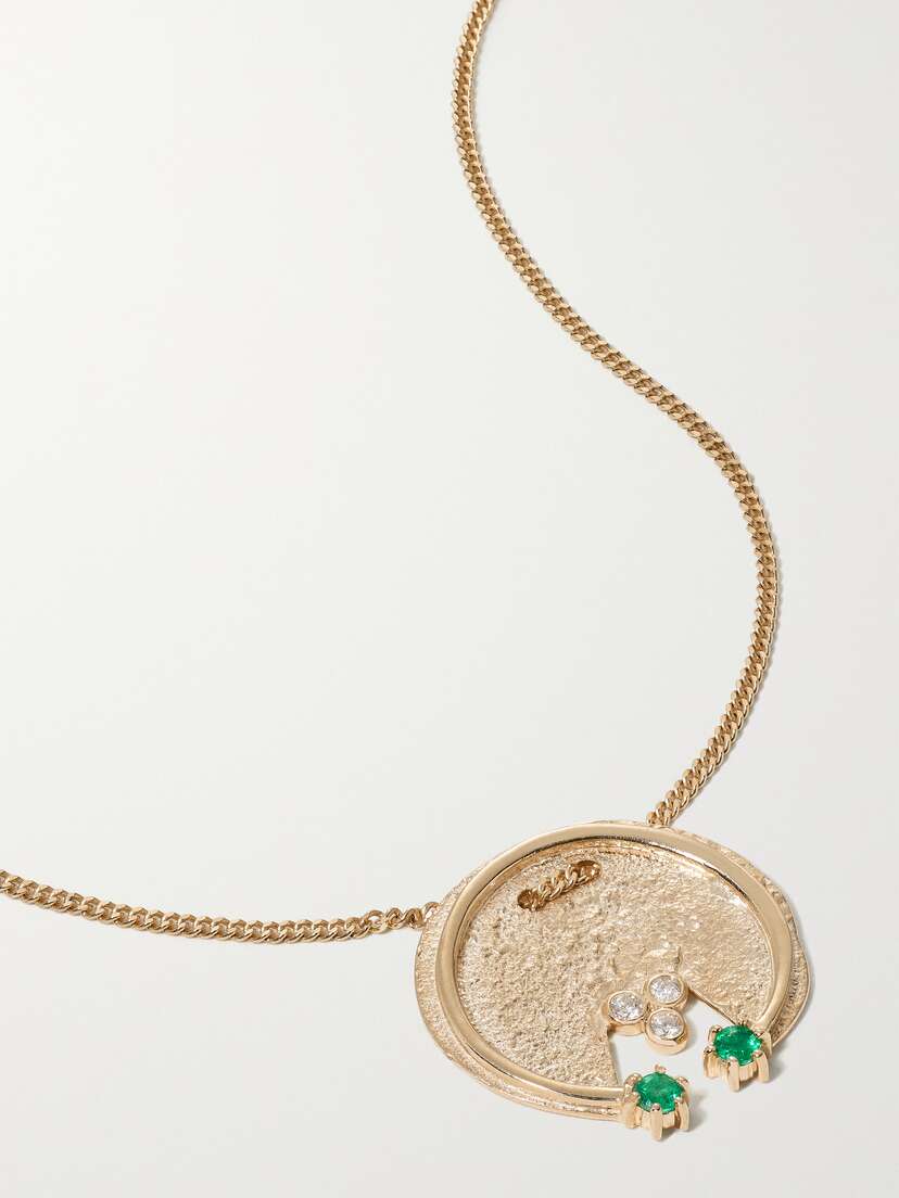Pascale Monvoisin Mira Collier 9-karat Gold, Emerald And Diamond Necklace