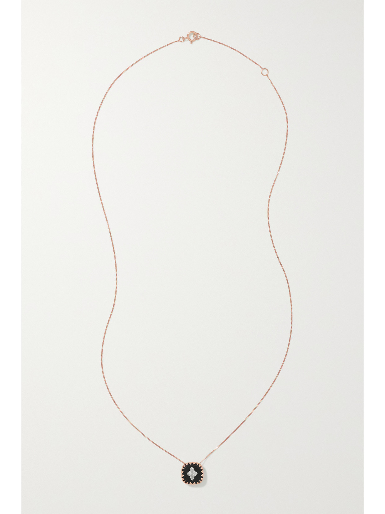 Shop Pascale Monvoisin Pierrot N°2 9-karat Rose And White Gold, Bakelite And Diamond Necklace In Rose Gold