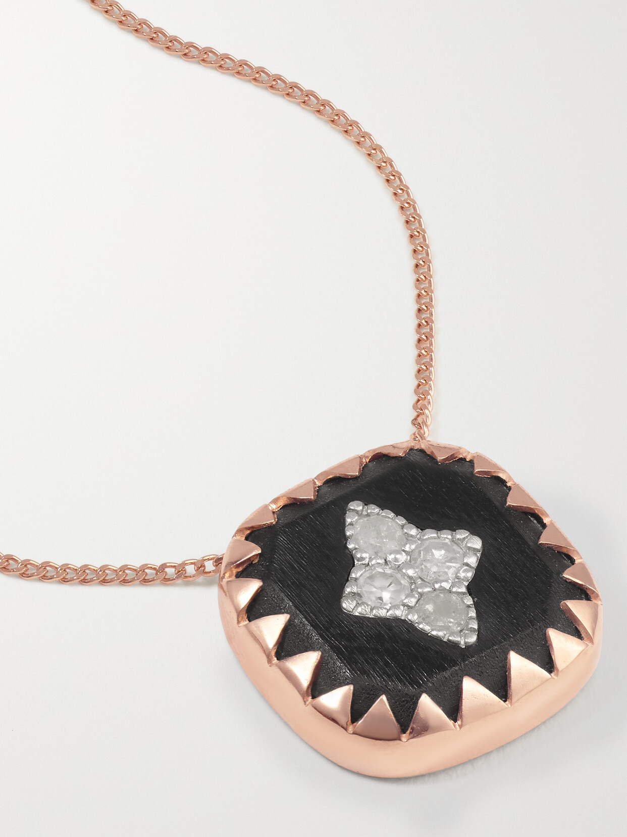 Pascale Monvoisin Pierrot N°2 9-karat Rose And White Gold, Bakelite And Diamond Necklace In Rose Gold