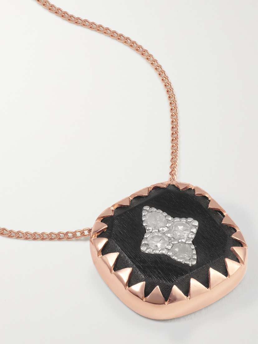 Pascale Monvoisin Pierrot N°2 9-karat Rose And White Gold, Bakelite And Diamond Necklace