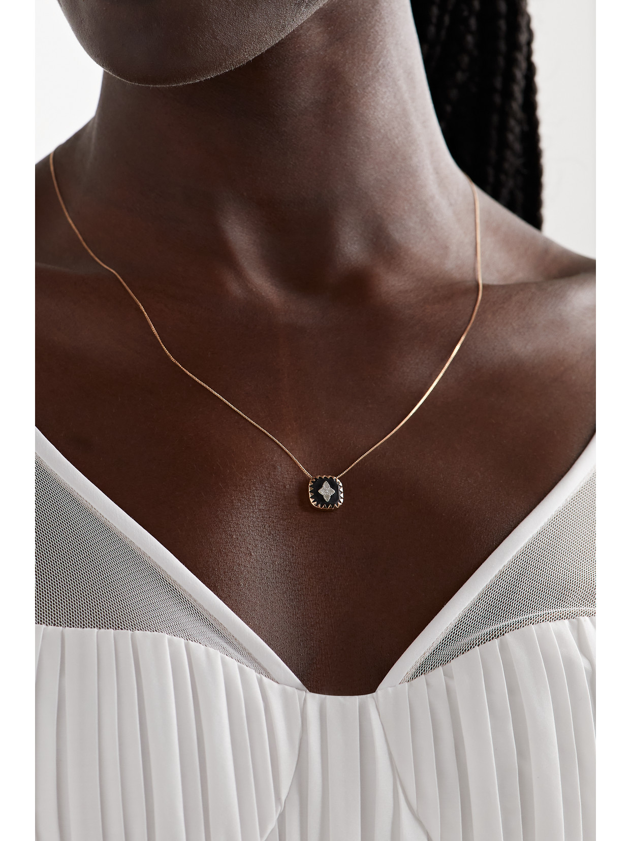 Shop Pascale Monvoisin Pierrot N°2 9-karat Rose And White Gold, Bakelite And Diamond Necklace In Rose Gold