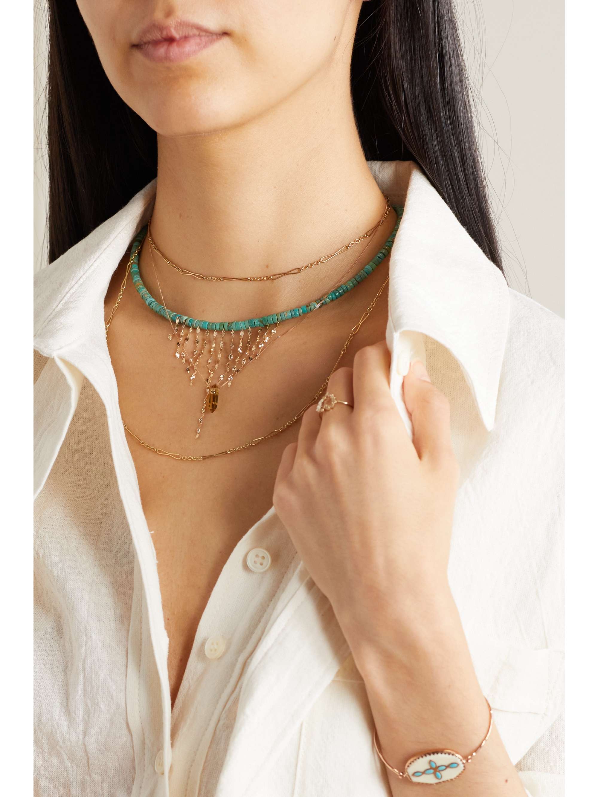 PASCALE MONVOISIN Taylor N°3 9-karat gold turquoise necklace