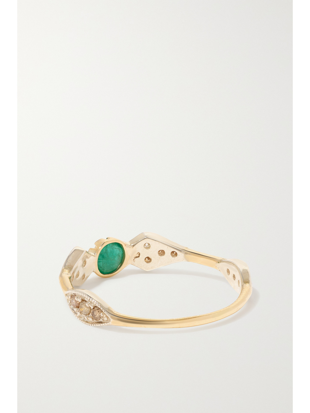 Shop Pascale Monvoisin Adele N°1 9-karat Gold And Sterling Silver, Emerald And Diamond Ring