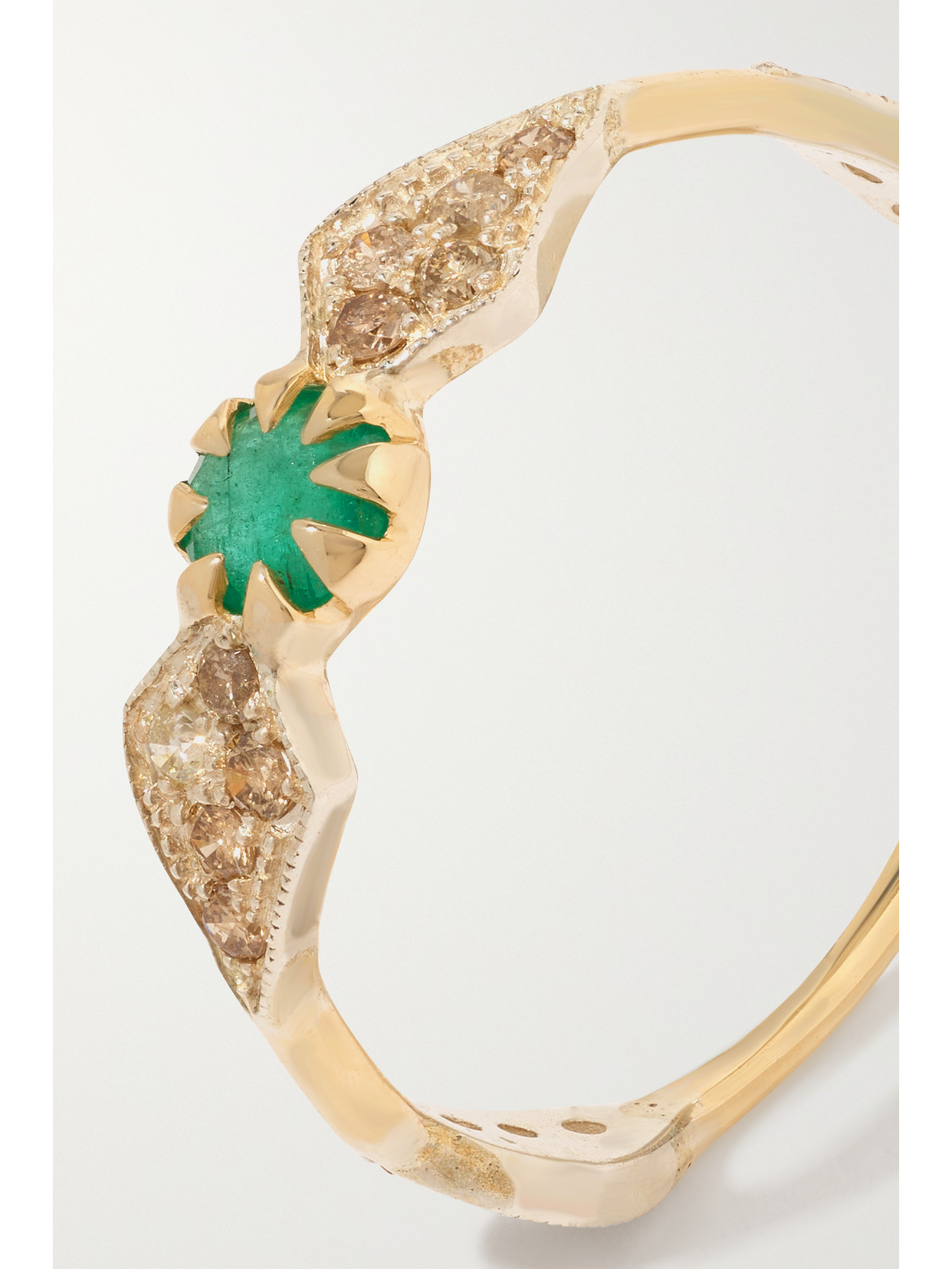 Shop Pascale Monvoisin Adele N°1 9-karat Gold And Sterling Silver, Emerald And Diamond Ring