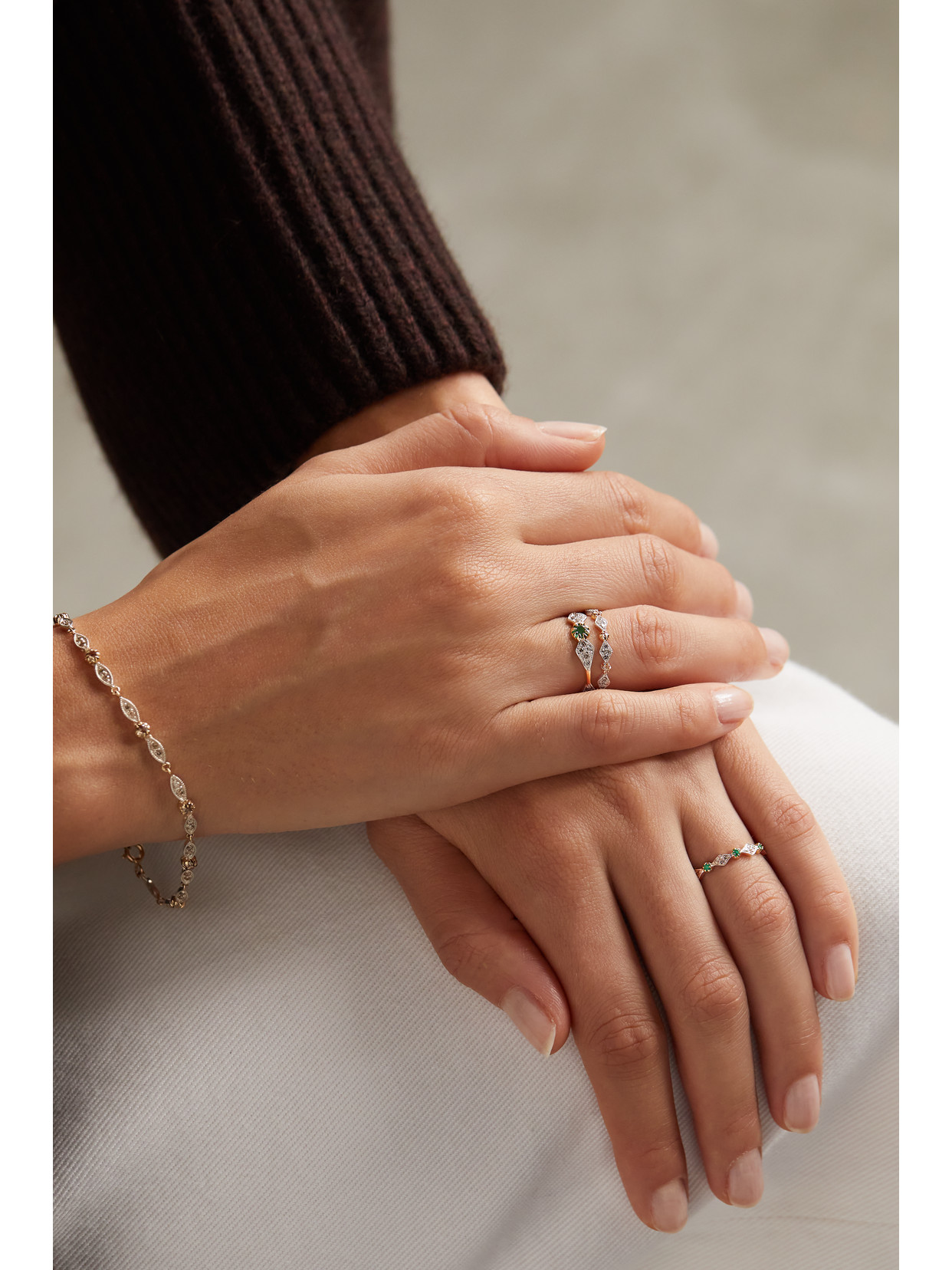 Pascale Monvoisin Adele N°1 9-karat Gold And Sterling Silver, Emerald And Diamond Ring In Gold