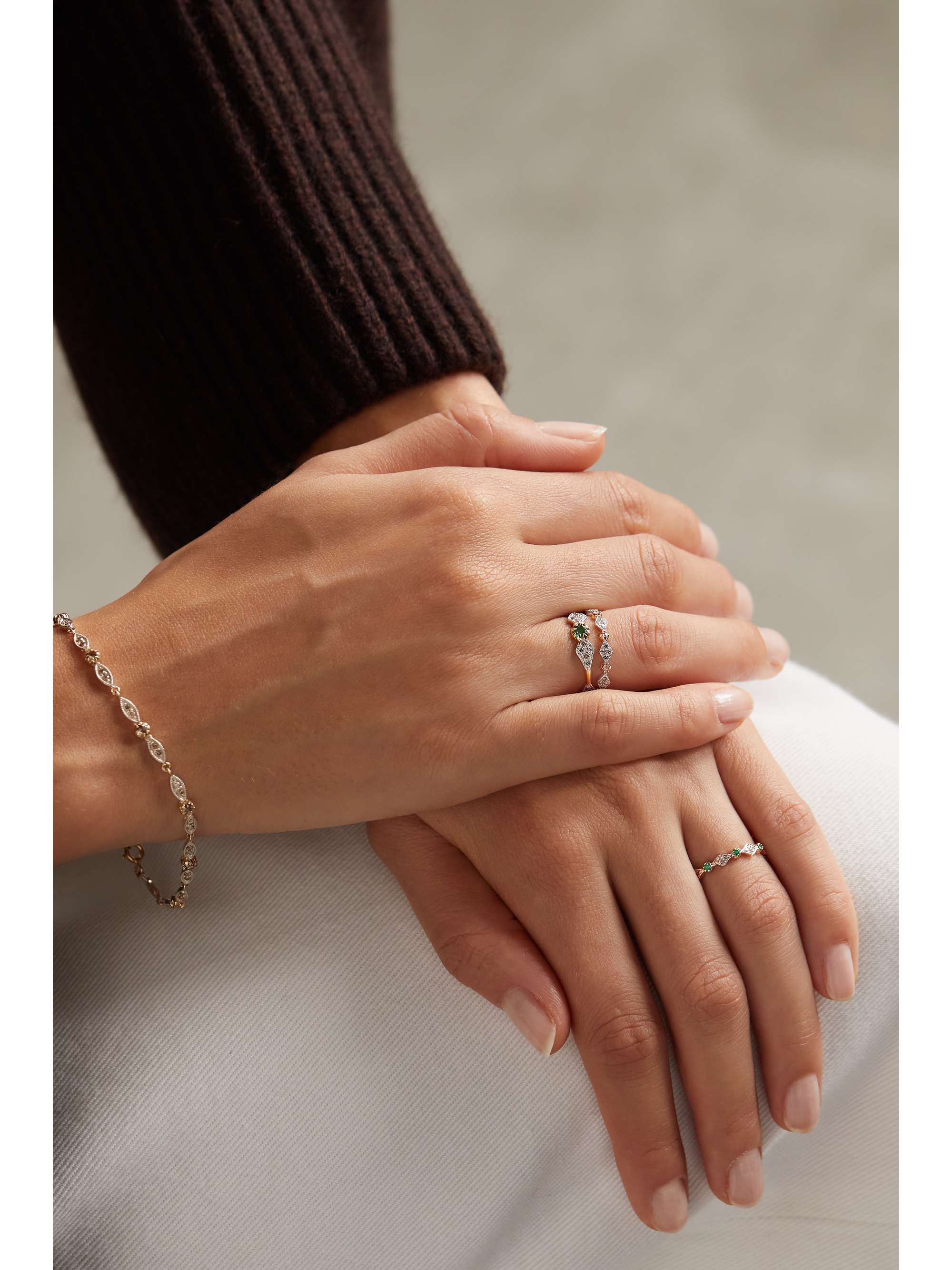 PASCALE MONVOISIN Adele N°1 9-karat gold and sterling silver, emerald and diamond ring