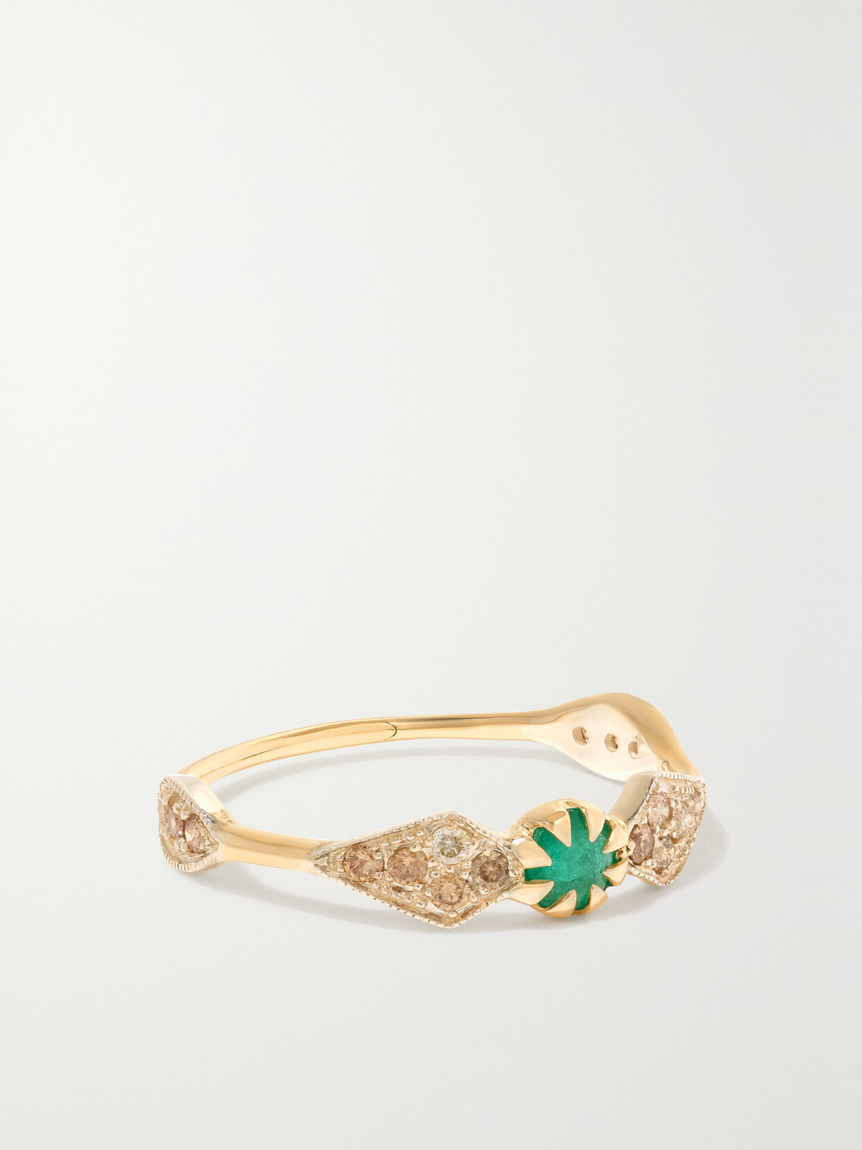 Pascale Monvoisin Adele N°1 9-karat Gold And Sterling Silver, Emerald And Diamond Ring