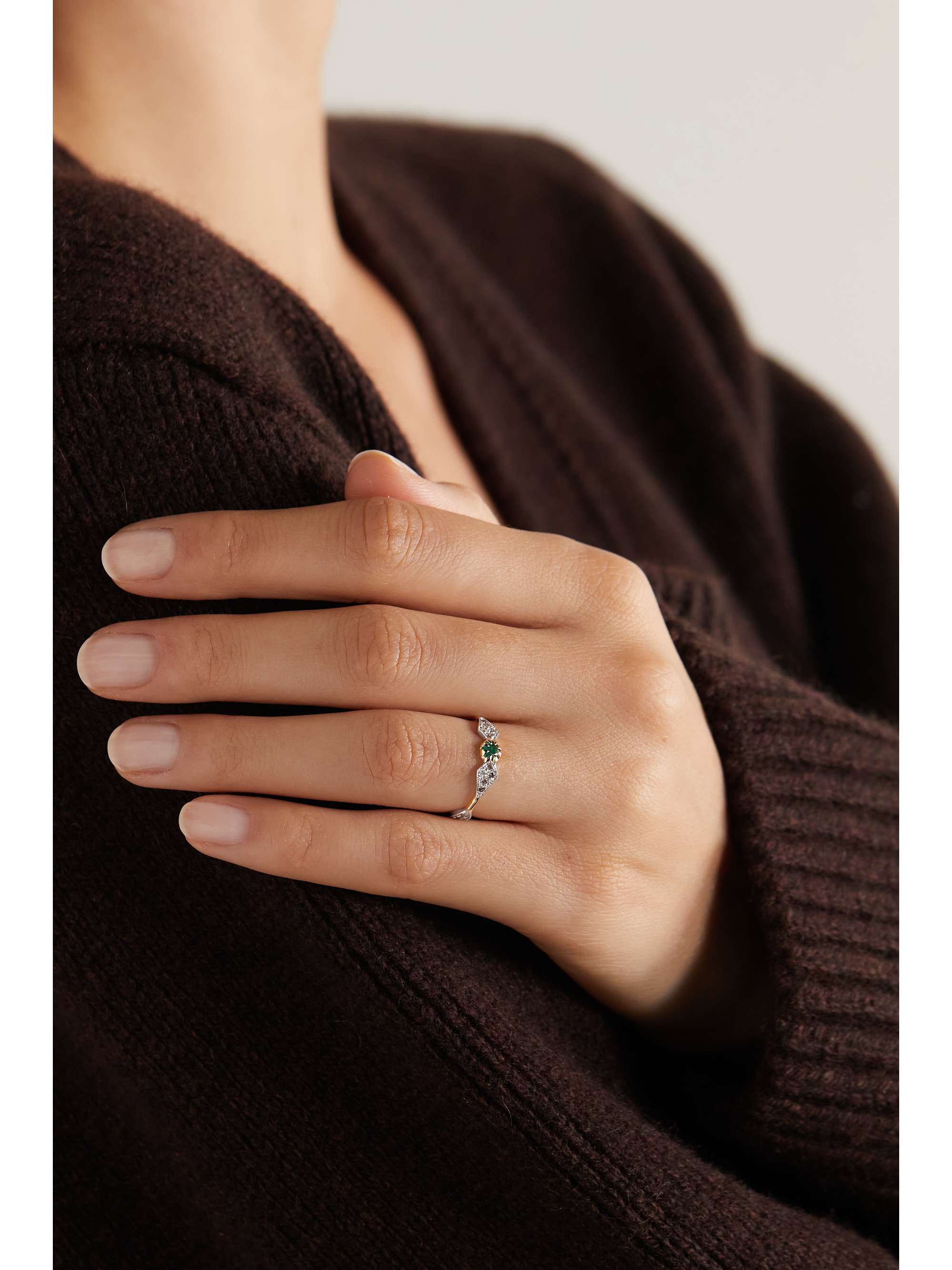 PASCALE MONVOISIN Adele N°1 9-karat gold and sterling silver, emerald and diamond ring