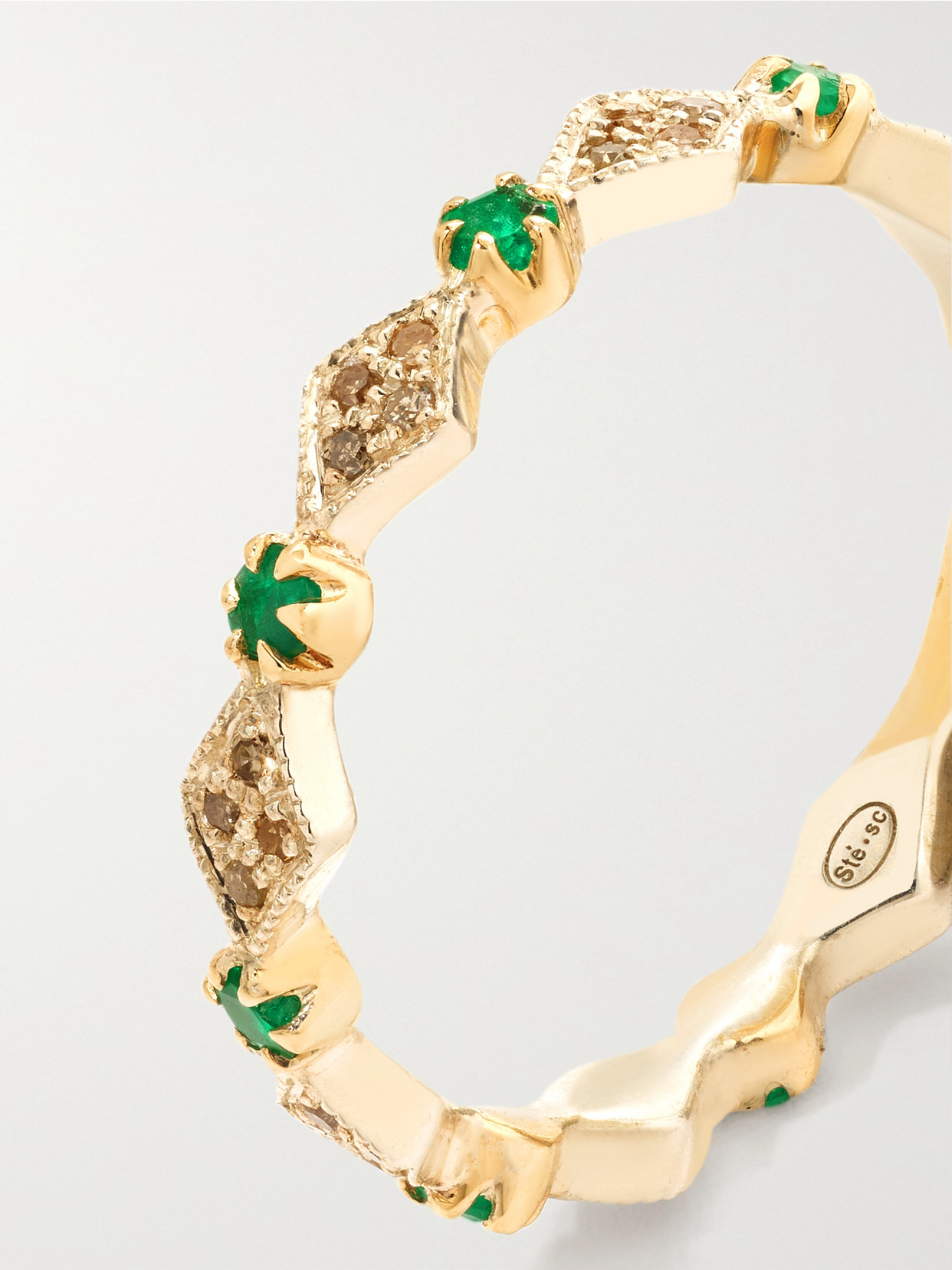 Shop Pascale Monvoisin Ava N°1 9-karat Gold And Sterling Silver, Emerald And Diamond Ring