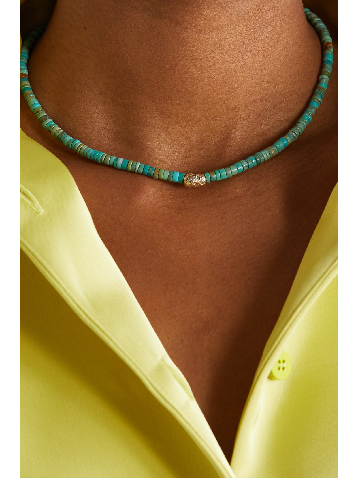 Shop Pascale Monvoisin Taylor N°1 9-karat Gold, Turquoise And Diamond Necklace