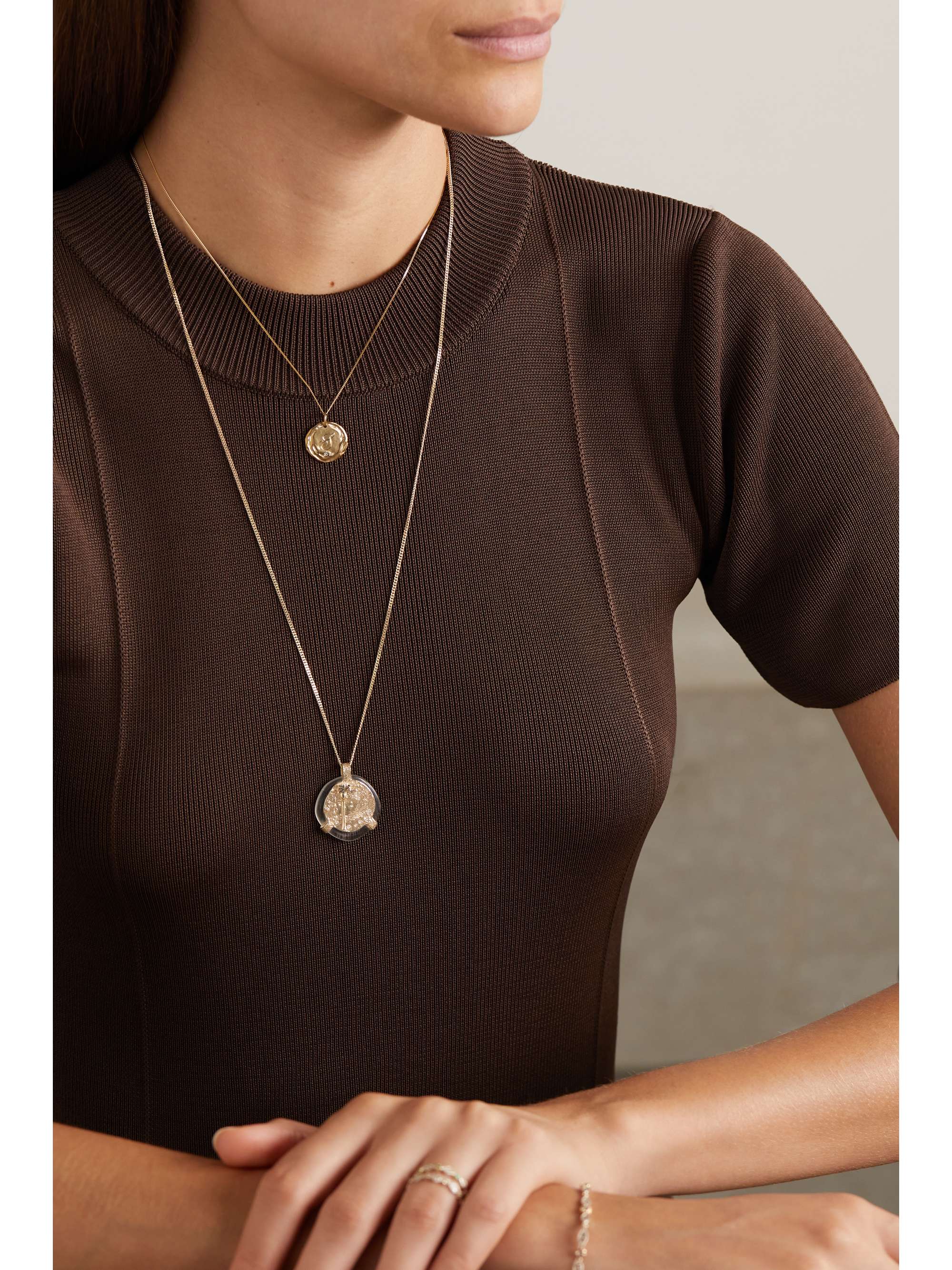 PASCALE MONVOISIN Bahia 9-karat gold, quartz and diamond necklace