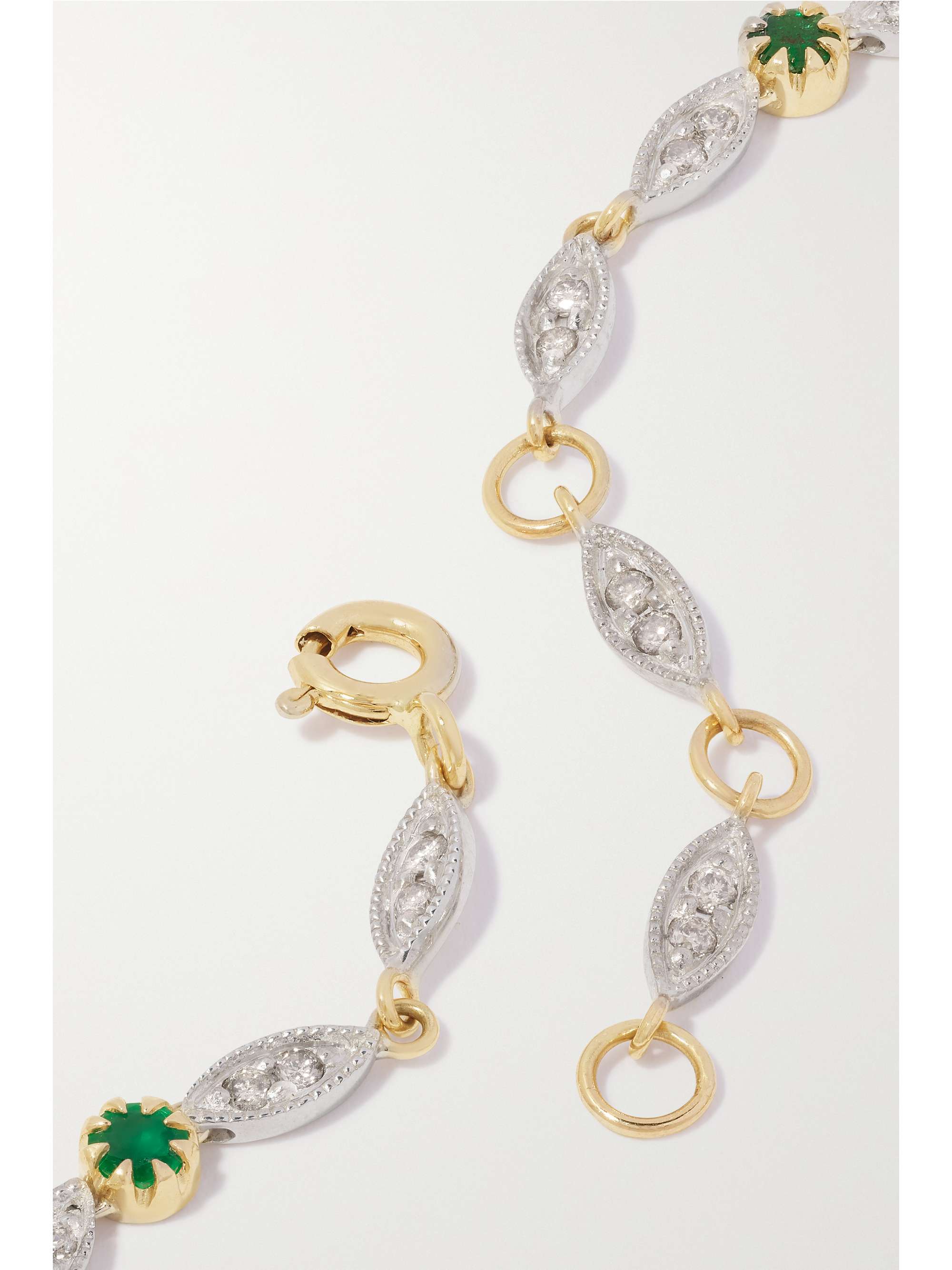PASCALE MONVOISIN Ava 9-karat gold, sterling silver, emerald and diamond bracelet