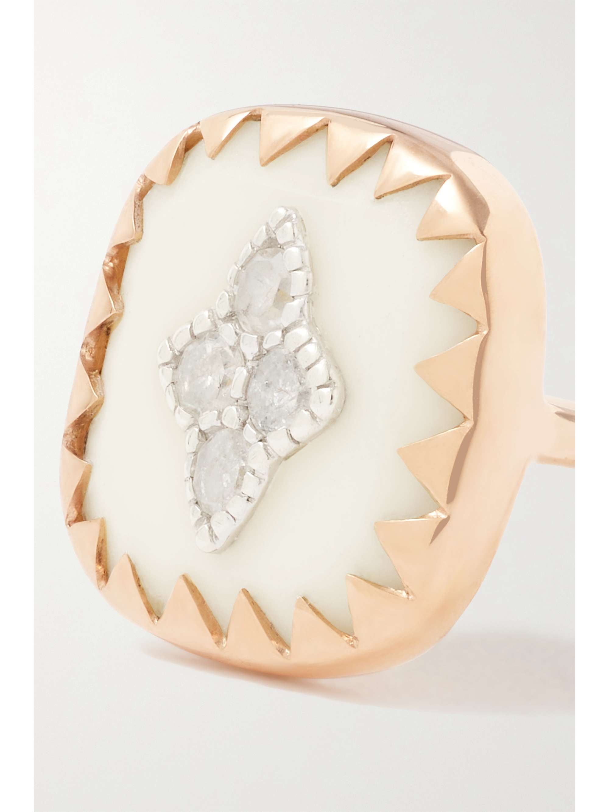 PASCALE MONVOISIN Pierrot 9-karat rose and white gold, bakelite and diamond ring