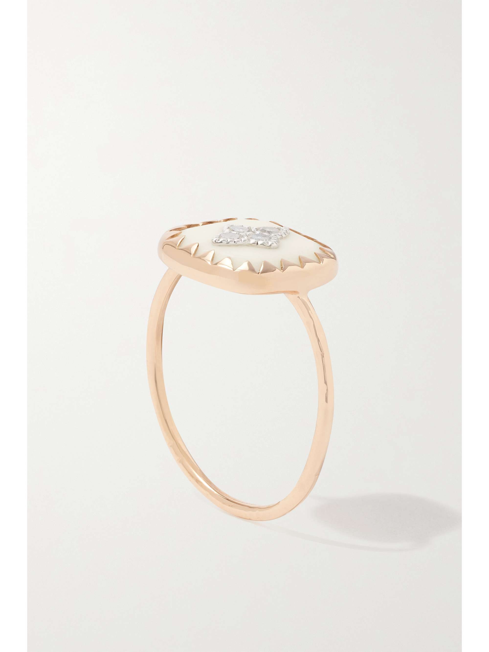 PASCALE MONVOISIN Pierrot 9-karat rose and white gold, bakelite and diamond ring