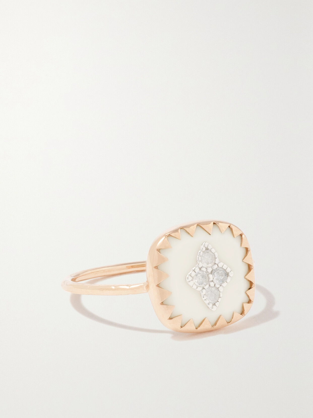 Pascale Monvoisin - Pierrot 9-karat Rose And White Gold, Bakelite And Diamond Ring - Rose gold